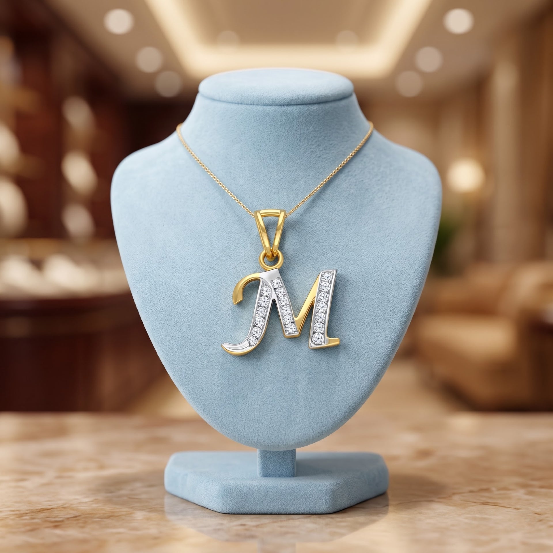 M-Initial Lab Grown Diamond Pendant