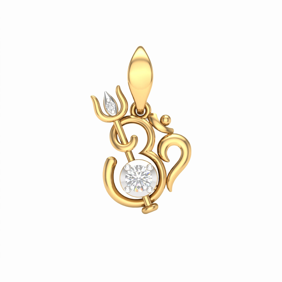 Trishul Om Lab Grown Diamond Pendant