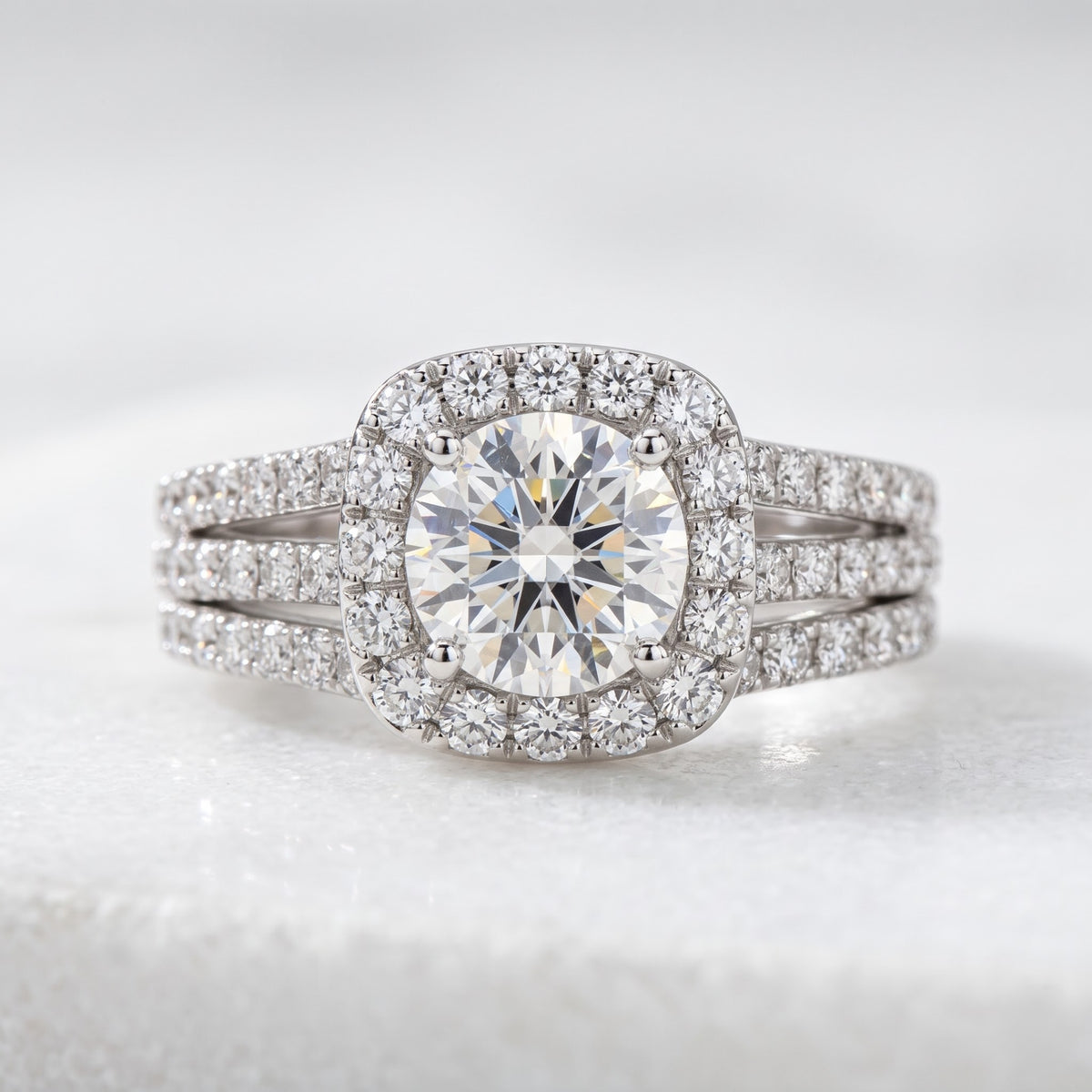 Aurelle Grande Halo Solitaire Lab Grown Diamond Ring