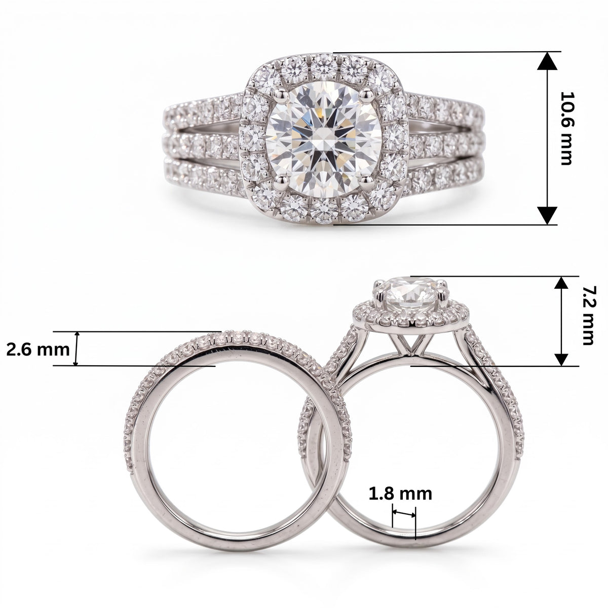 Aurelle Grande Halo Solitaire Lab Grown Diamond Ring