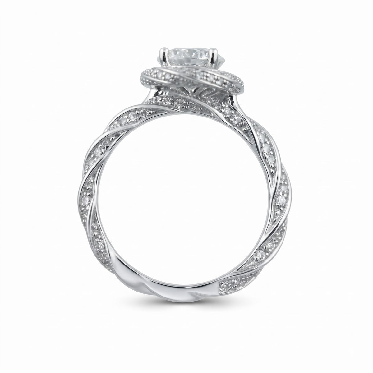 Astral Swirl Halo Solitaire Lab Grown Diamond Ring