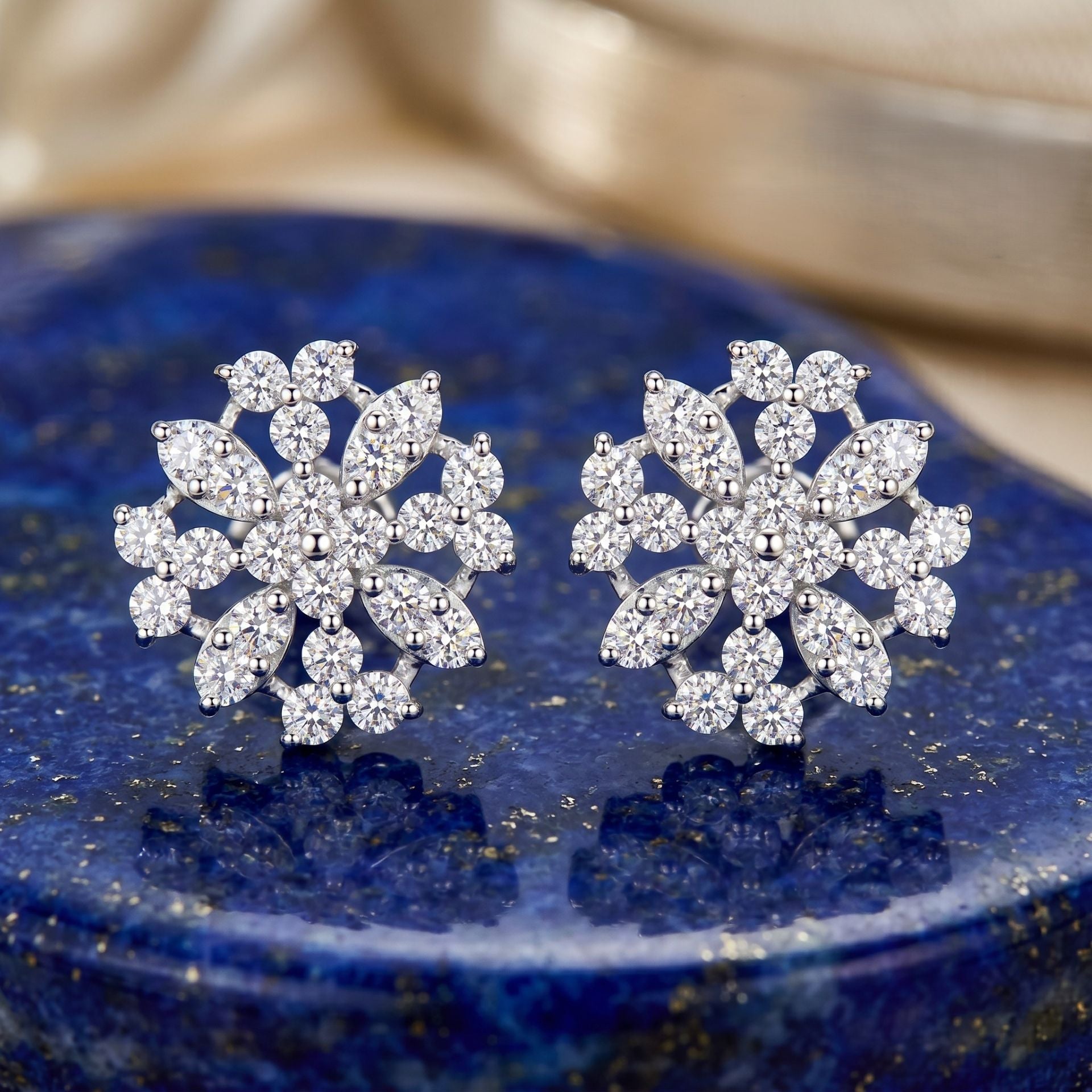 Frosted Petal Lab Grown Diamond Earrings