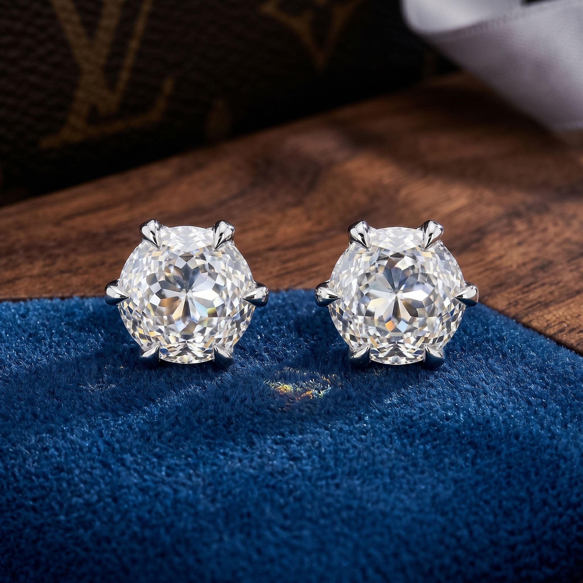Halo Crest Solitaire Lab Grown Diamond Earrings