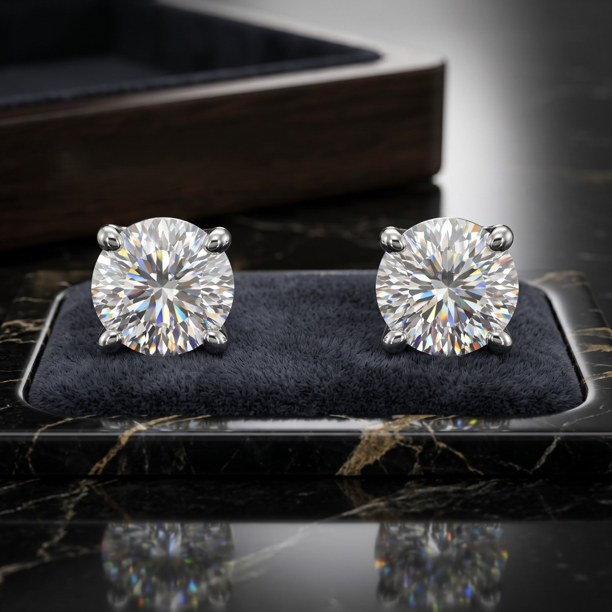 Heritage Round Lab Grown Diamond Earrings