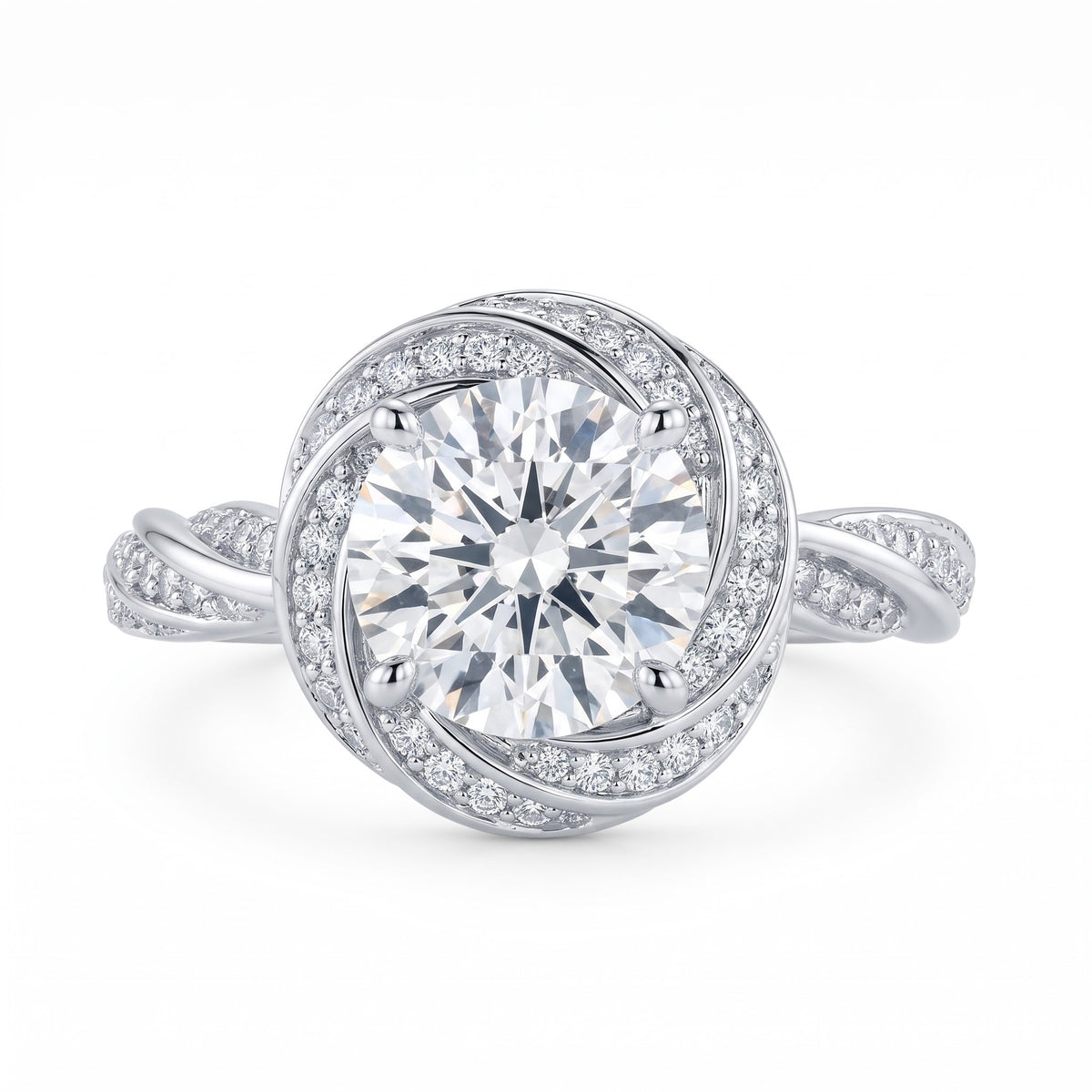 Astral Swirl Halo Solitaire Lab Grown Diamond Ring