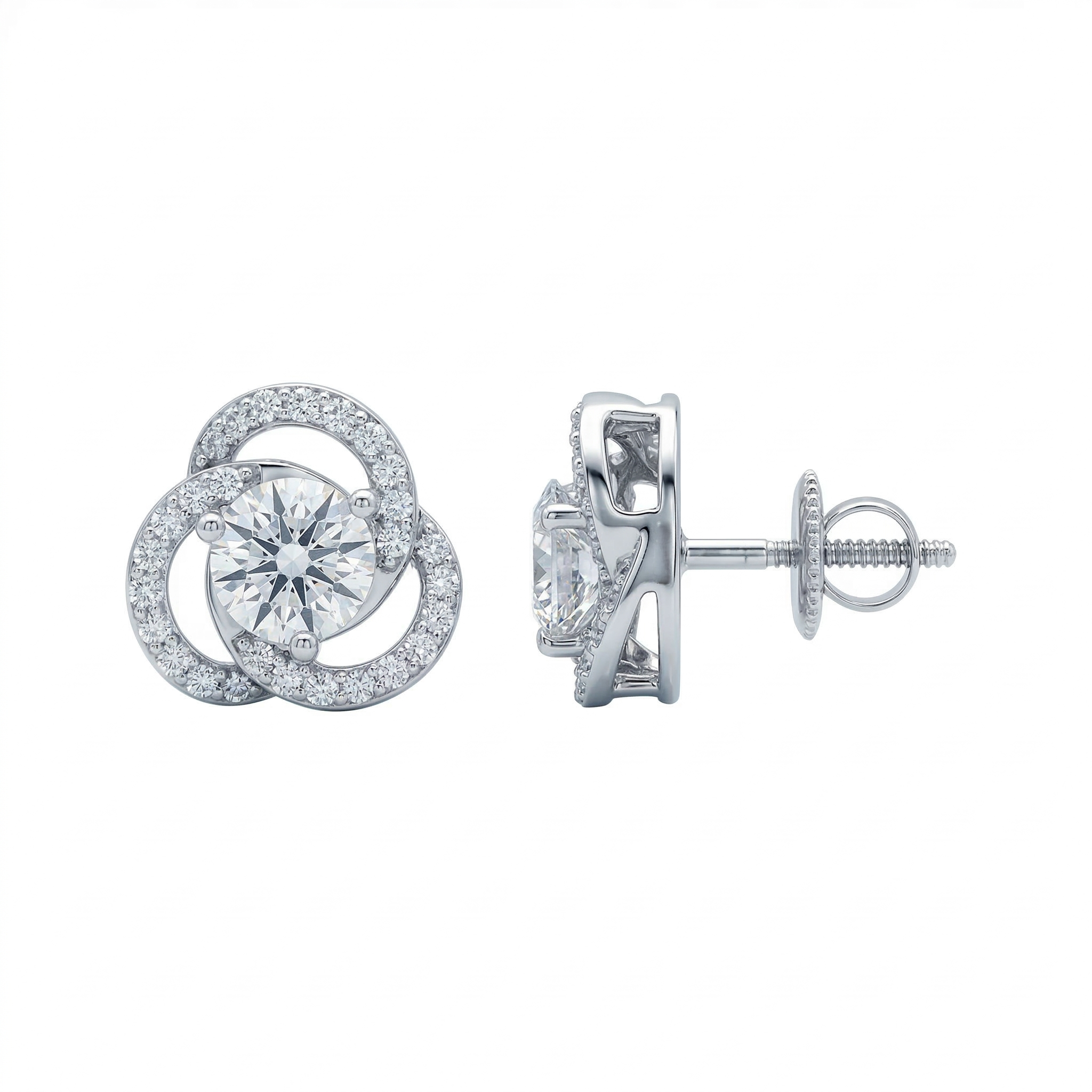 Lunar Clover Solitaire Lab Grown Diamond Earrings