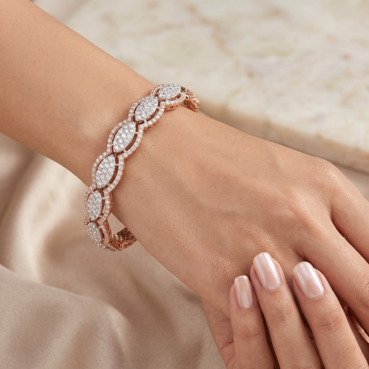 Wavy Lab Grown Diamond Eternity Bangle
