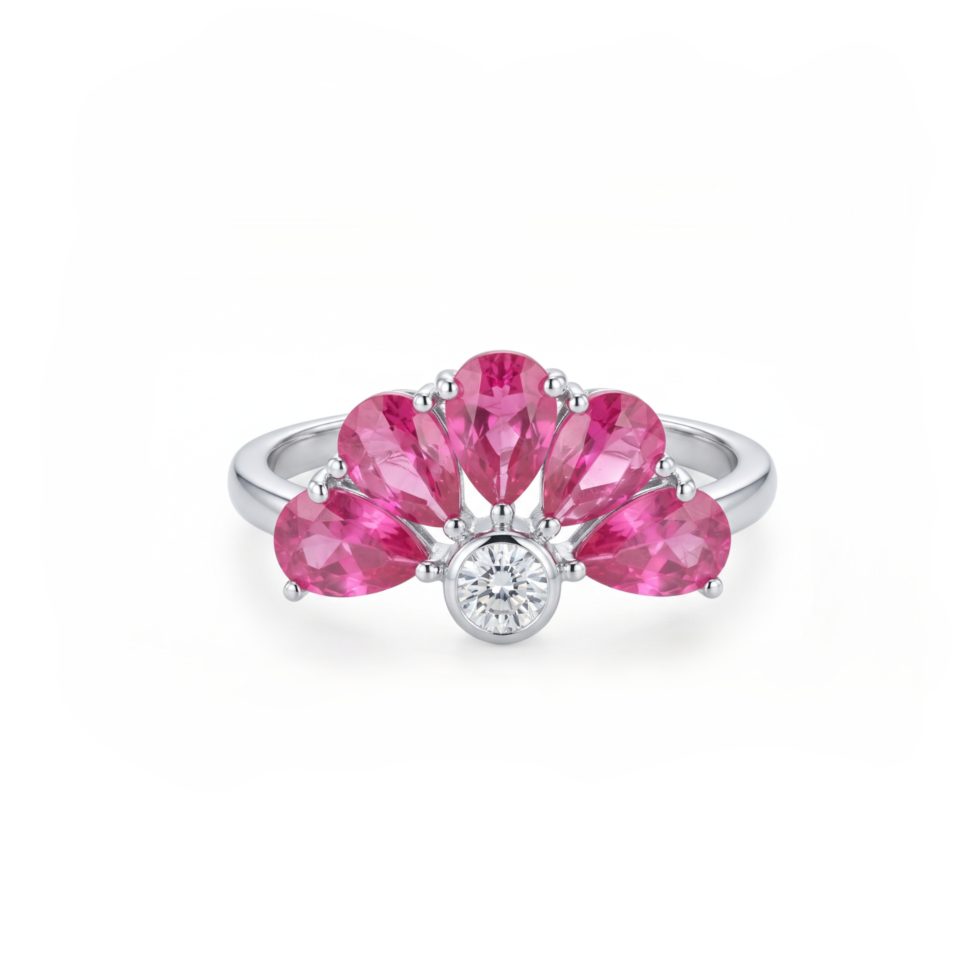 Tiara Burst Platinum Plated Lab Grown Diamond Ring