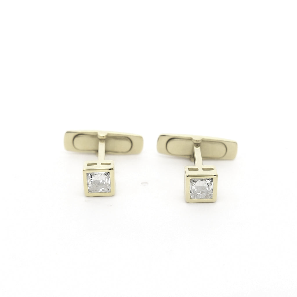 Bezel Set Square Lab Grown Diamond Cufflinks