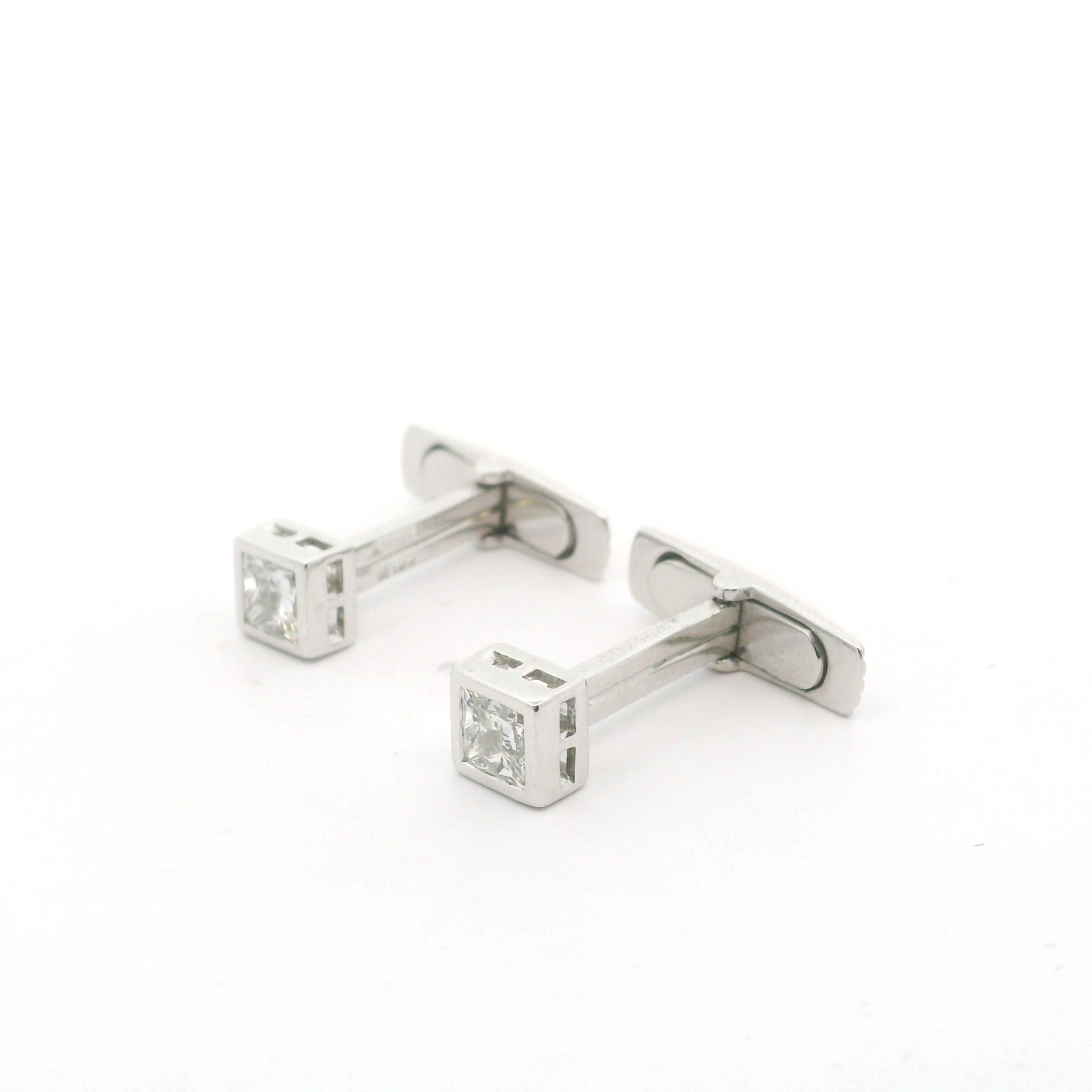 Bezel Set Square Lab Grown Diamond Cufflinks