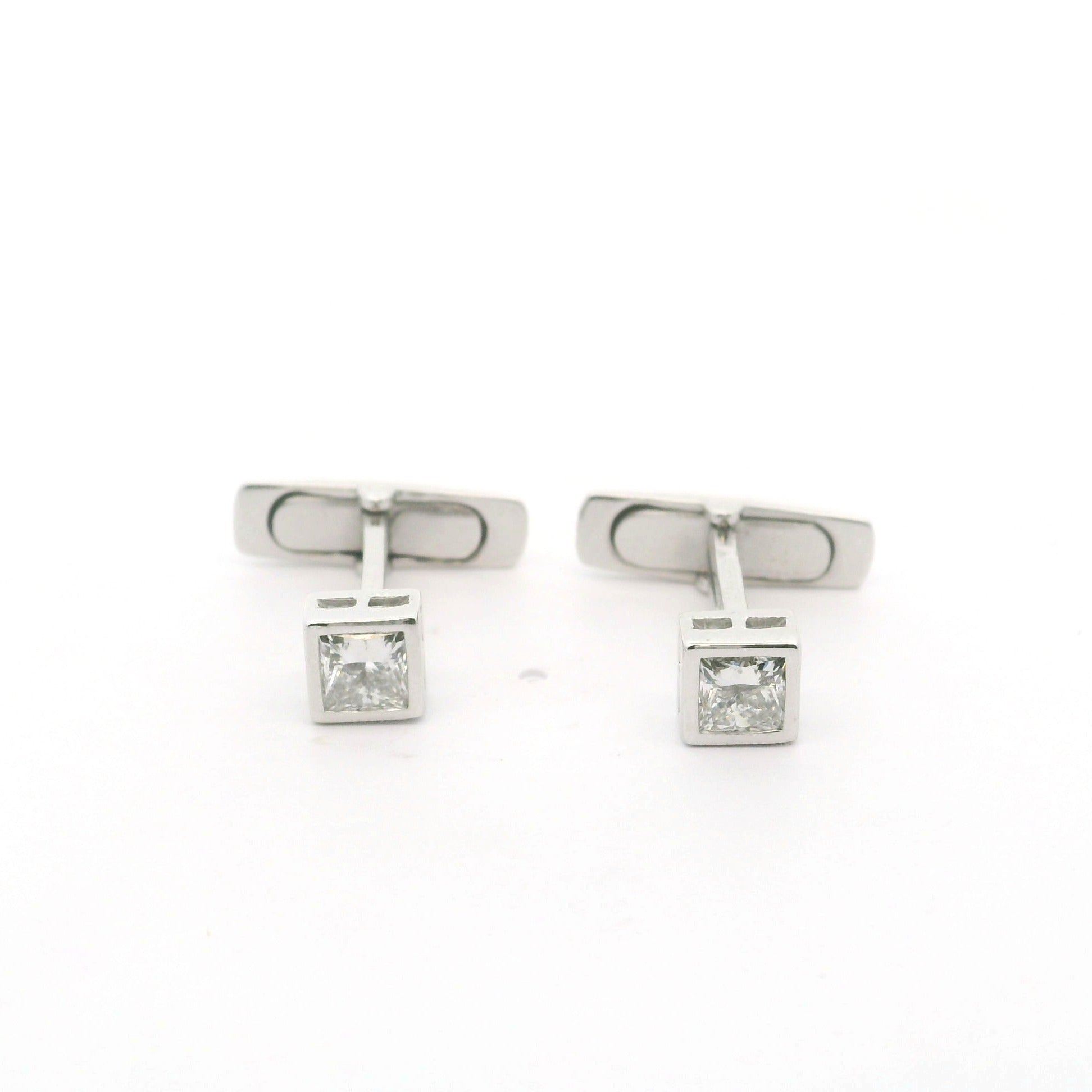 Bezel Set Square Lab Grown Diamond Cufflinks