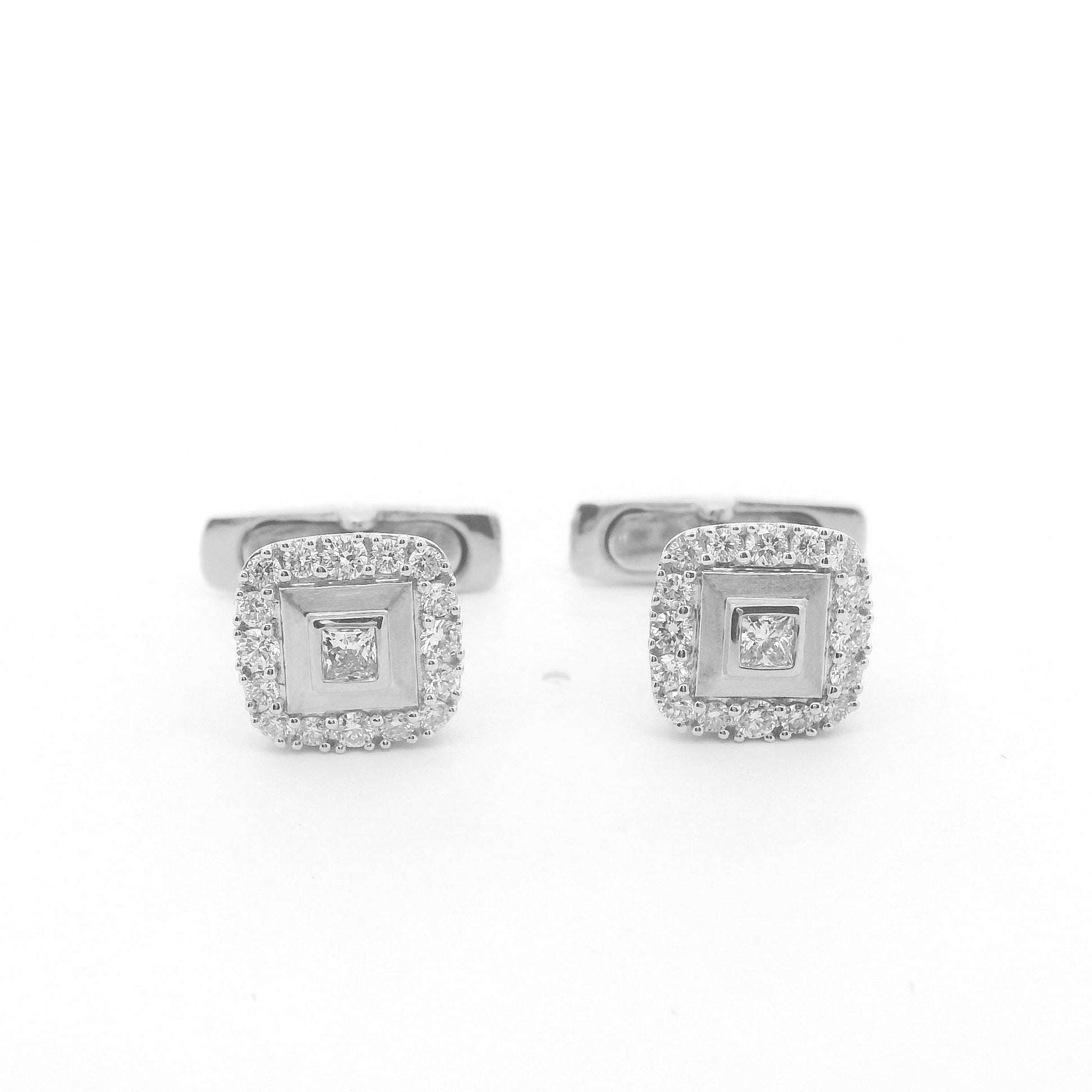 Square Toon Lab Grown Diamond Cluster Cufflinks