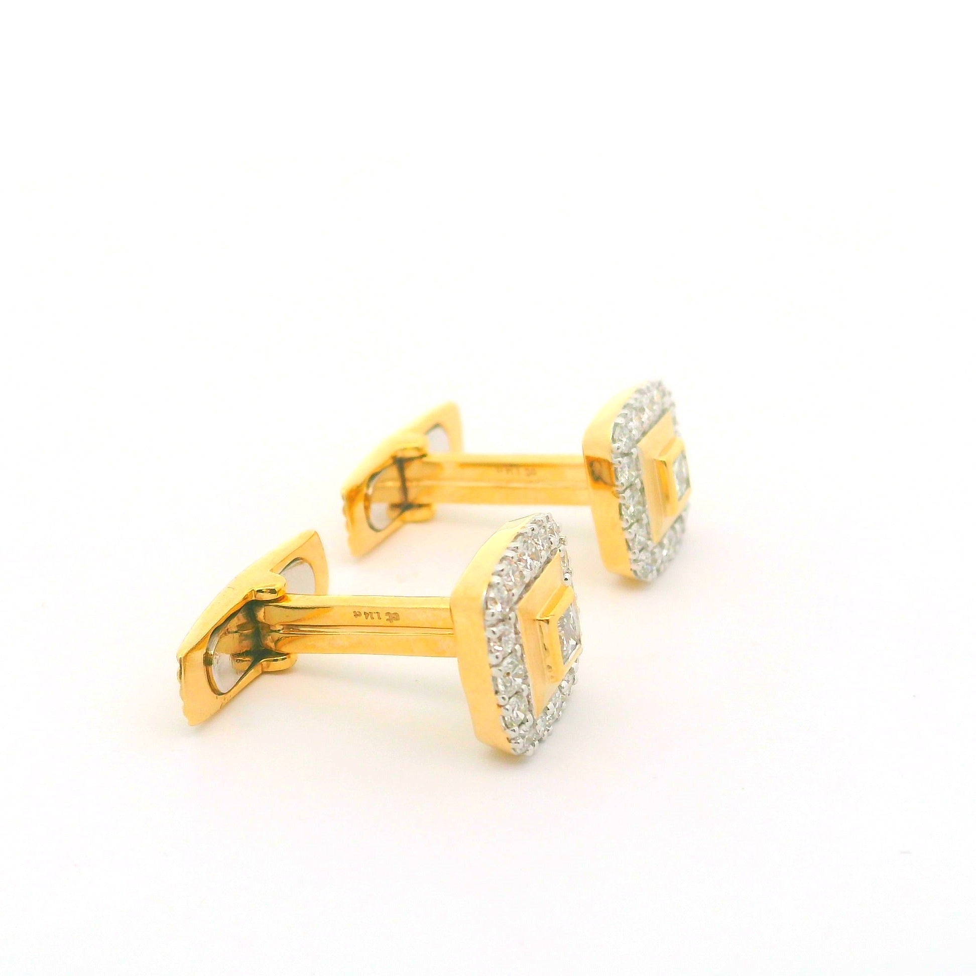 Square Toon Lab Grown Diamond Cluster Cufflinks