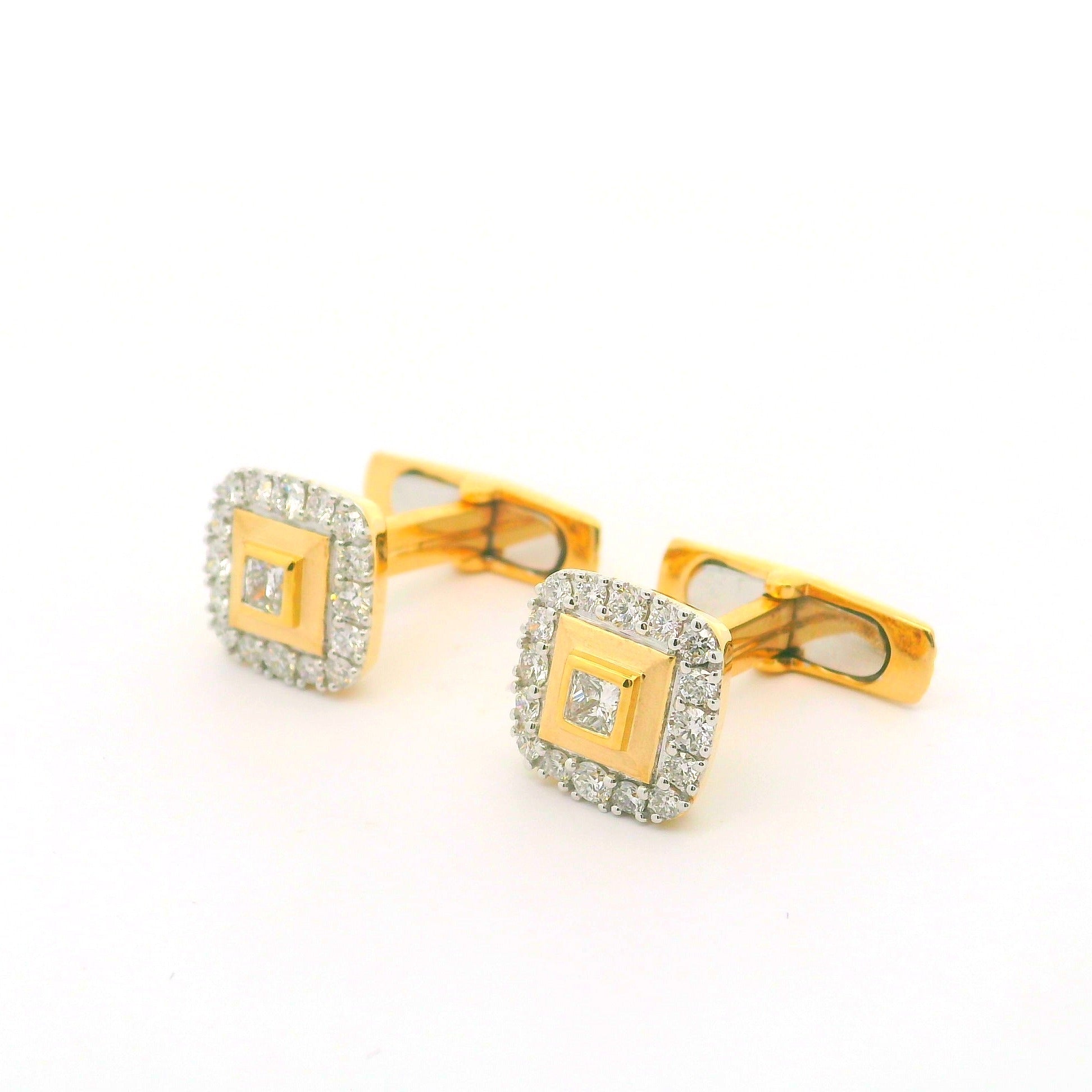 Square Toon Lab Grown Diamond Cluster Cufflinks