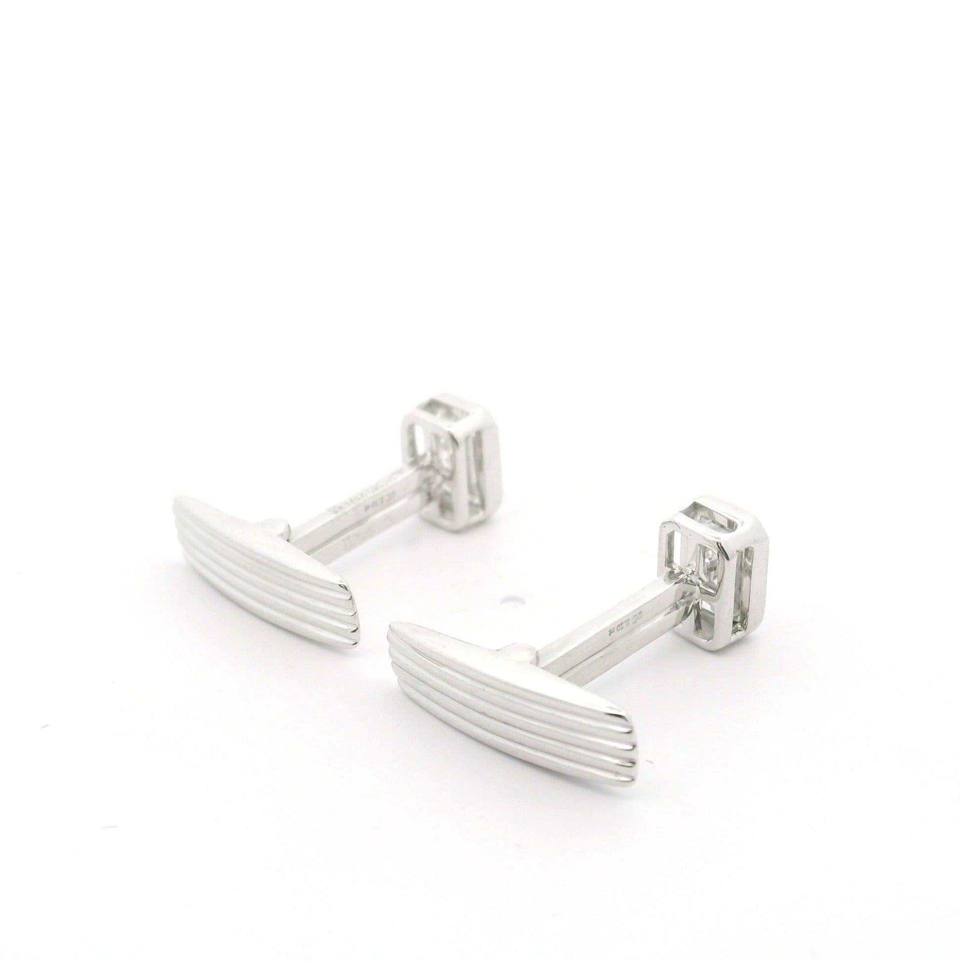 Bezel Set Emerald Cut Lab Grown Diamond Cufflinks