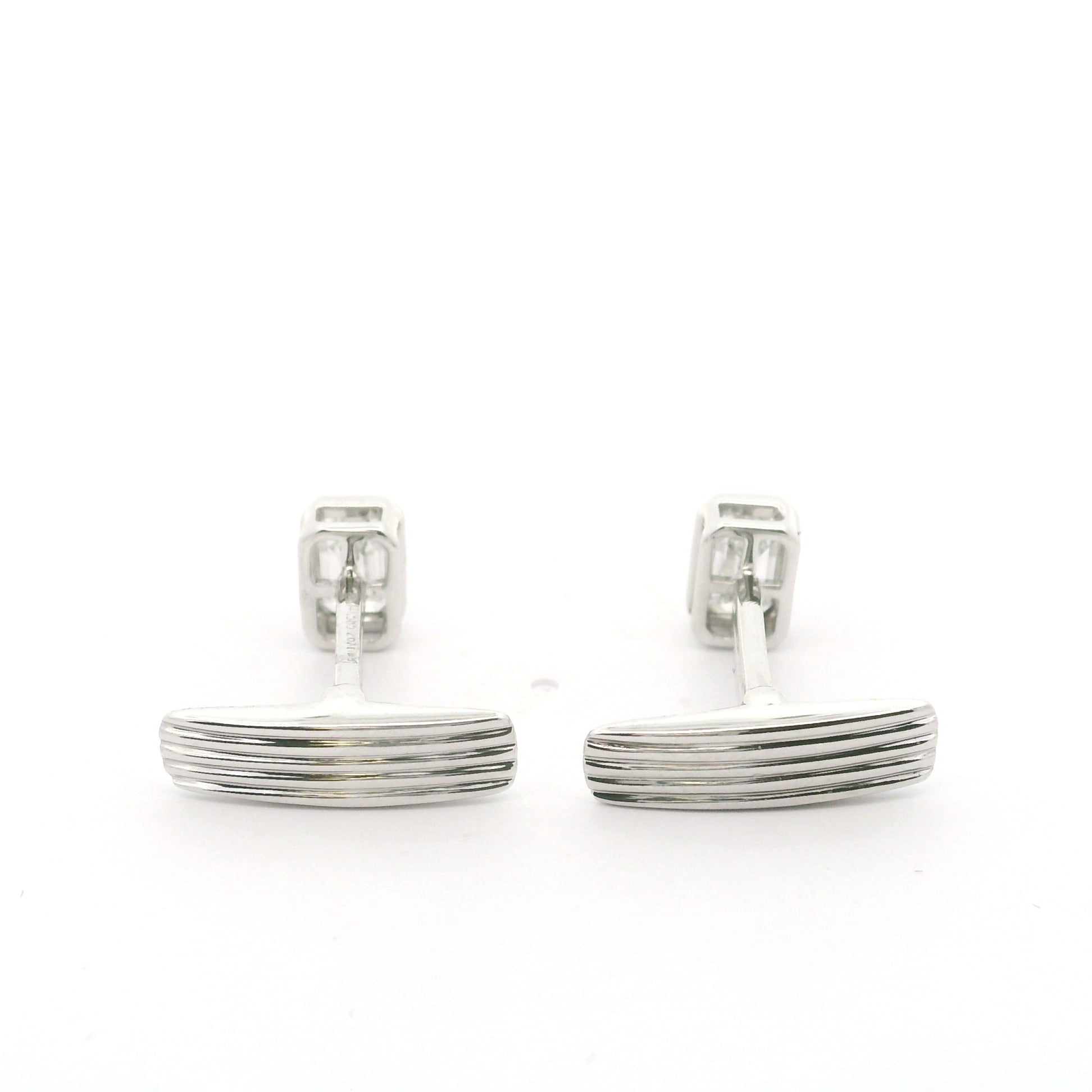 Bezel Set Emerald Cut Lab Grown Diamond Cufflinks