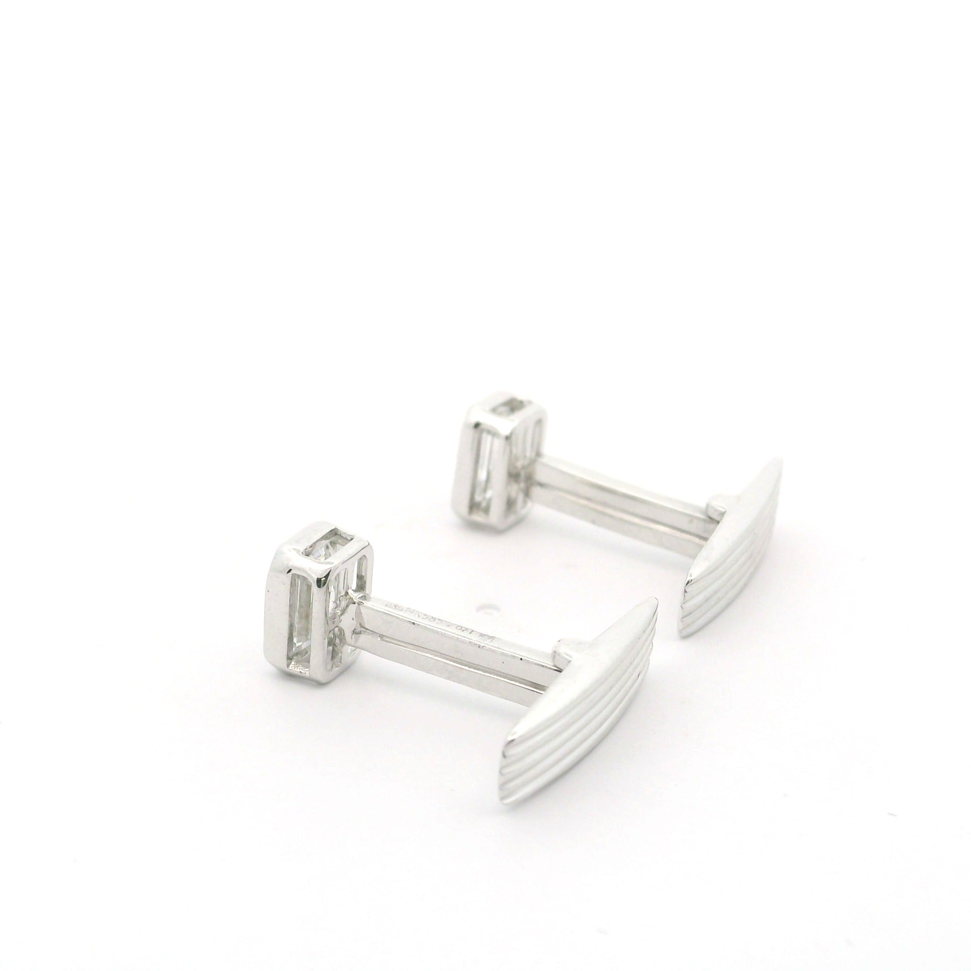 Bezel Set Emerald Cut Lab Grown Diamond Cufflinks