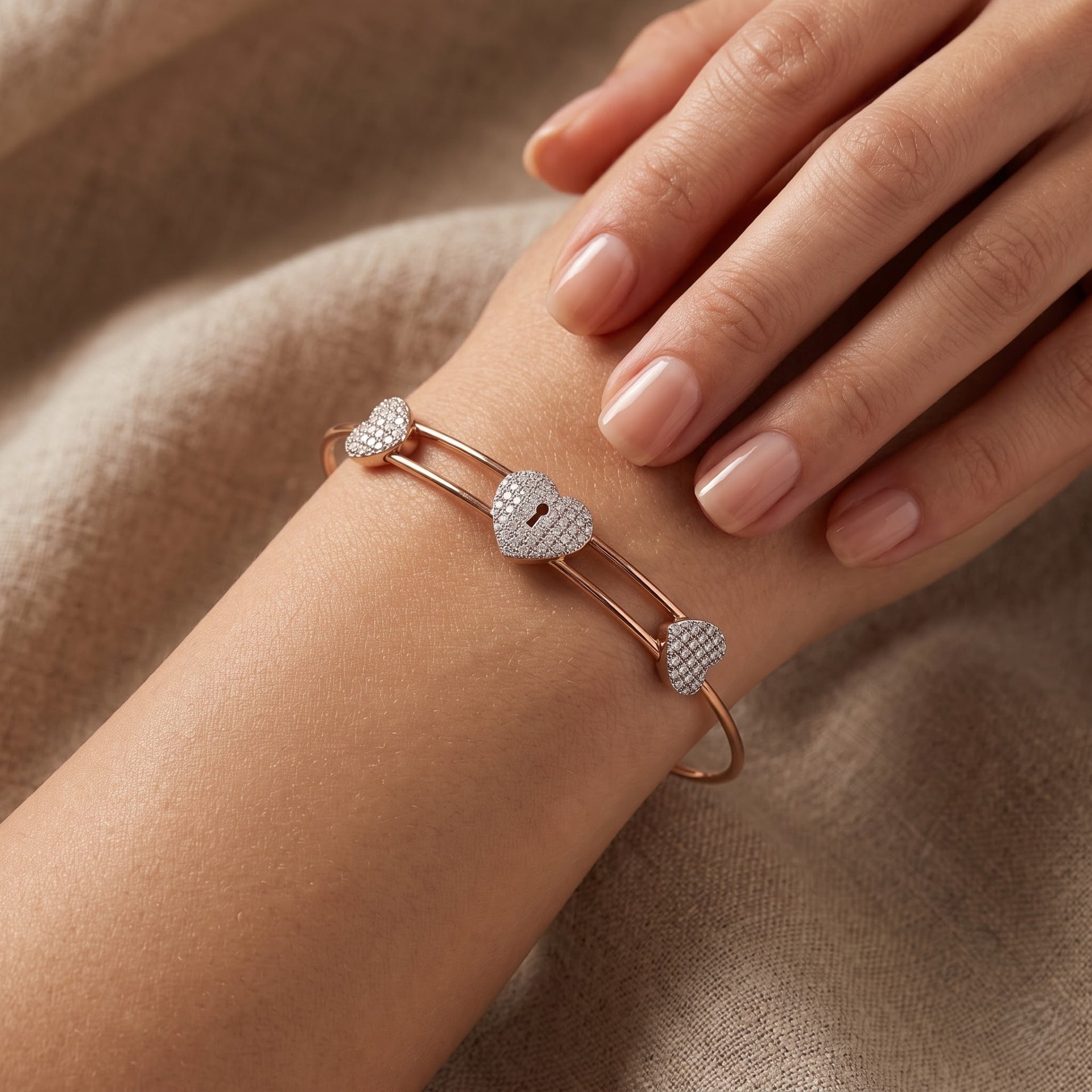 Heart Lock Lab Grown Diamond Bangle
