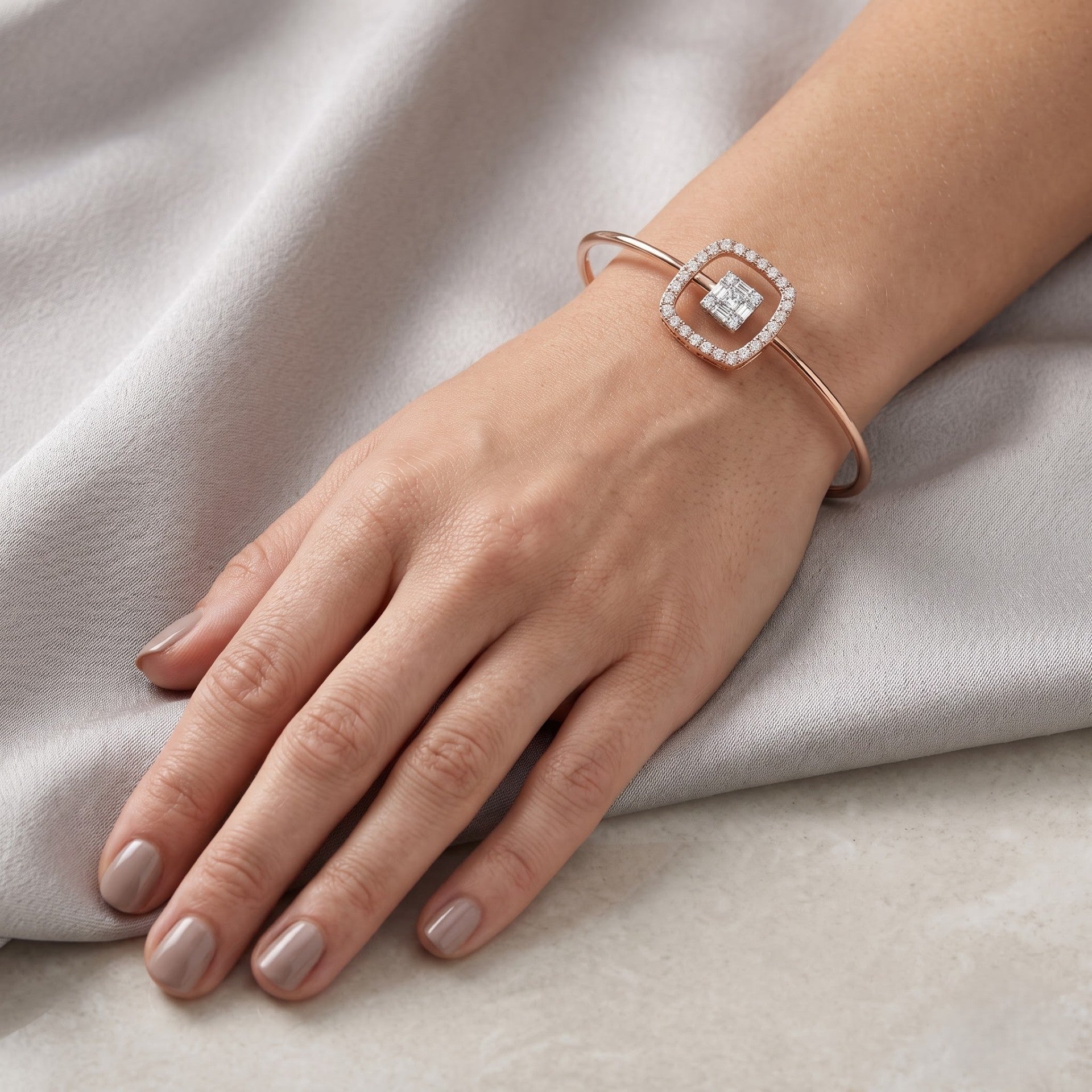 Cubist Charm Lab Grown Diamond Bangle