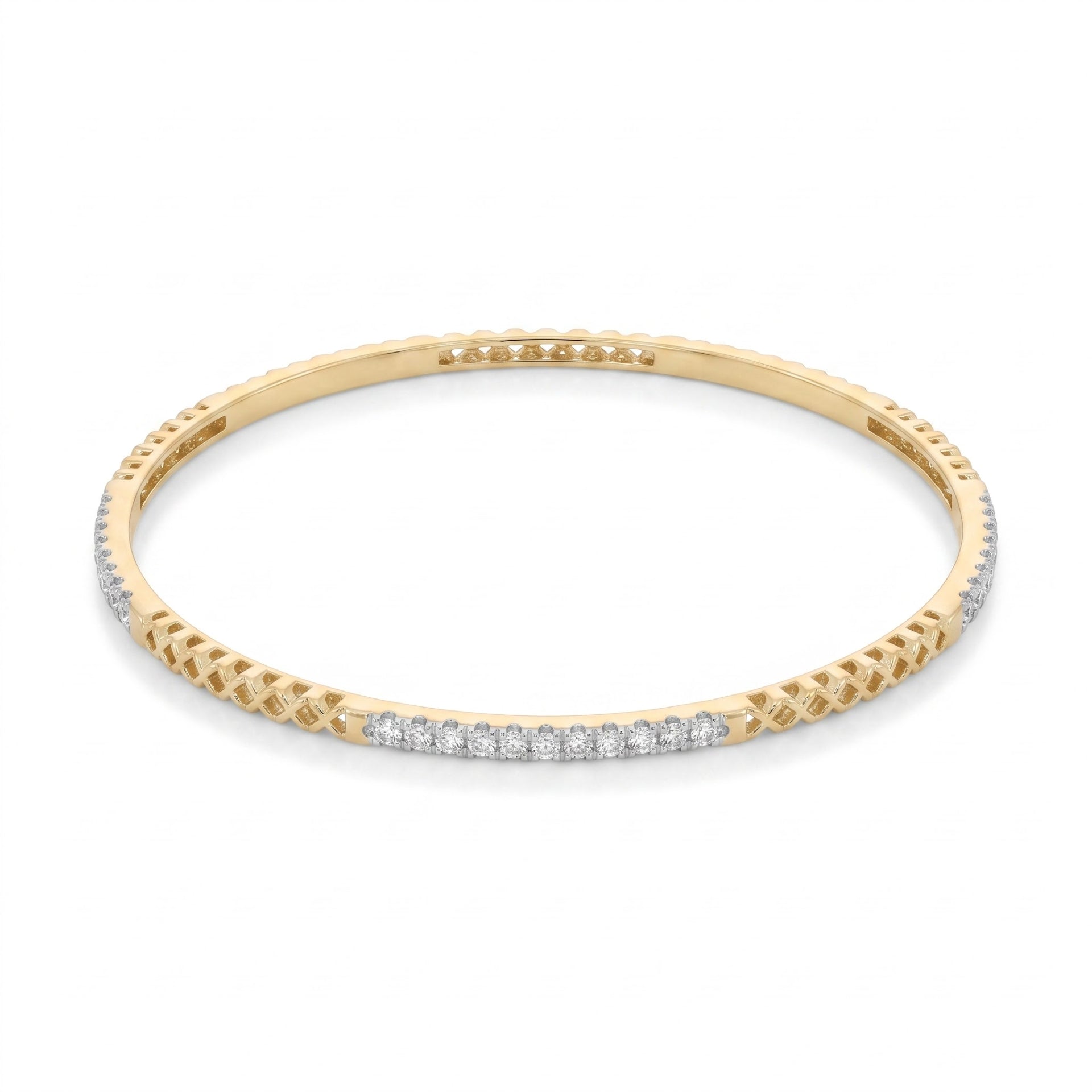 Modern Ridge Spark Lab Grown Diamond Bangle