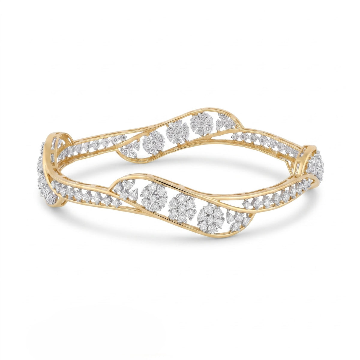 Twinkling PetalWave Lab Grown Diamond Bangle