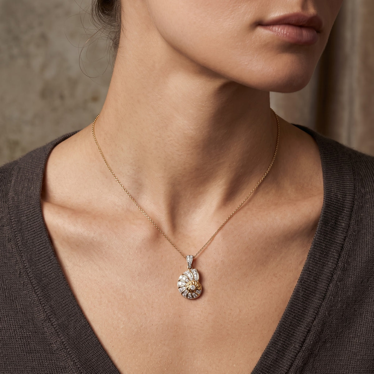 Treasure Shell Lab Grown Diamond Pendant
