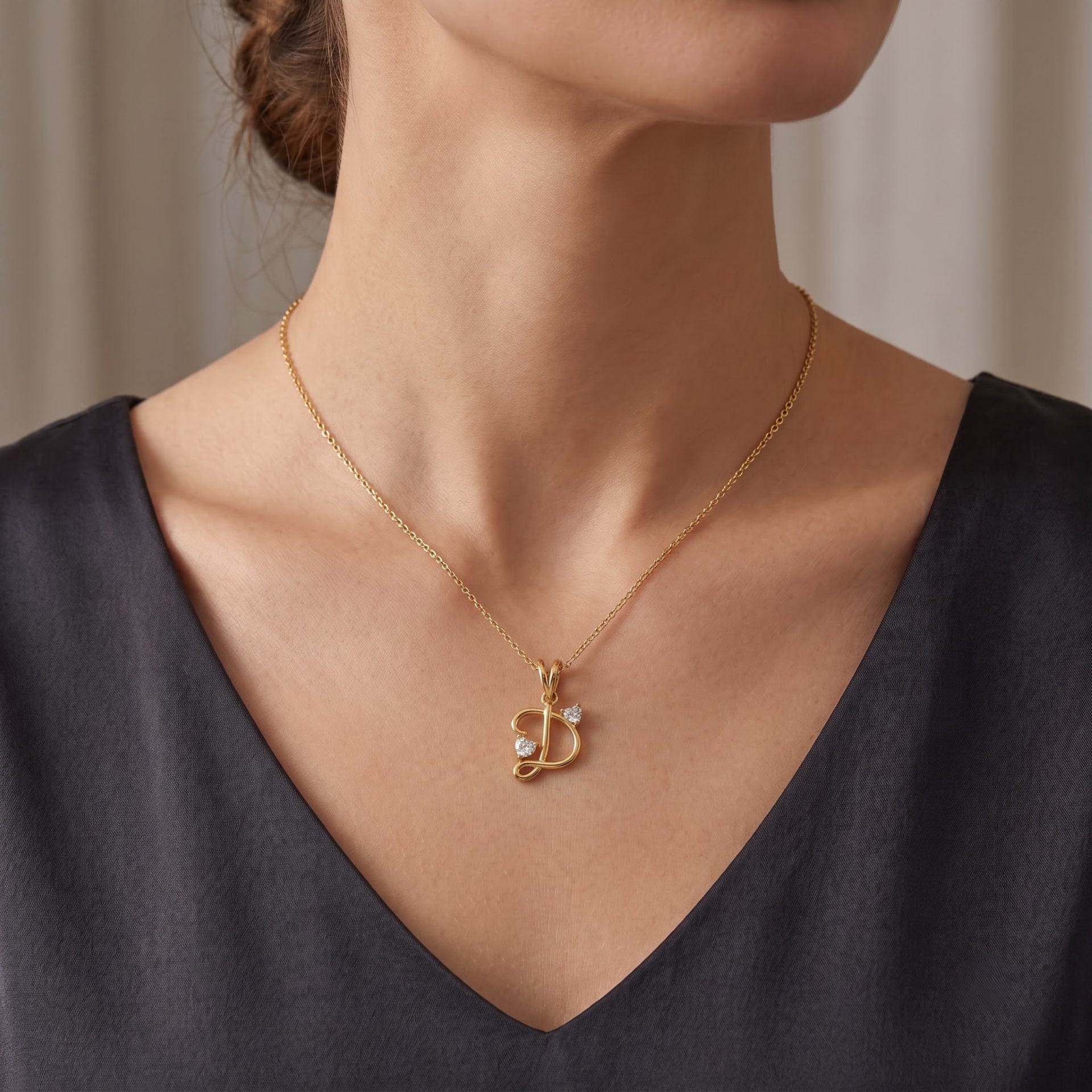 Divine Heartbeat Initial Lab Grown Diamond Pendant