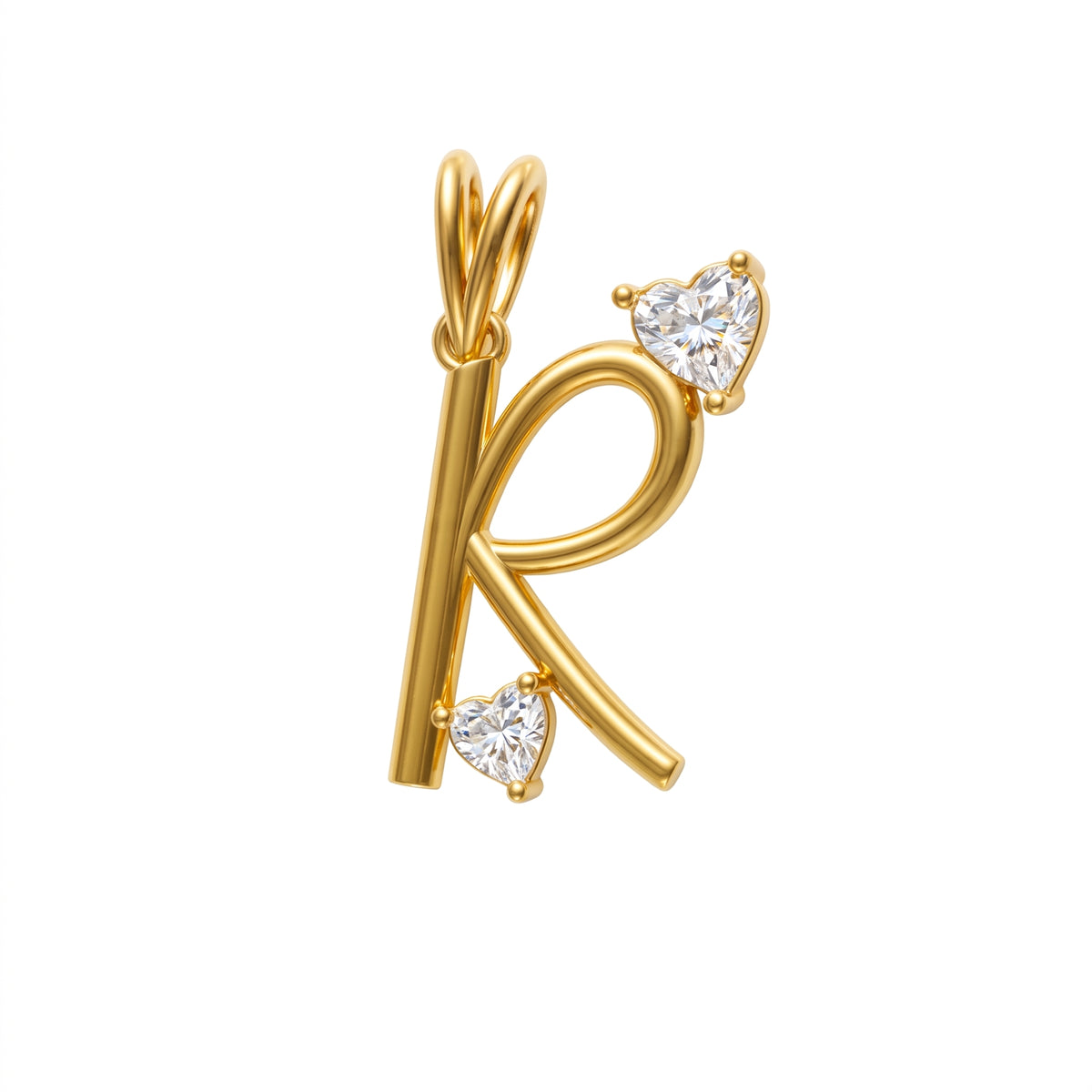 Radiant Hearts "R" Lab Grown Diamond Pendant