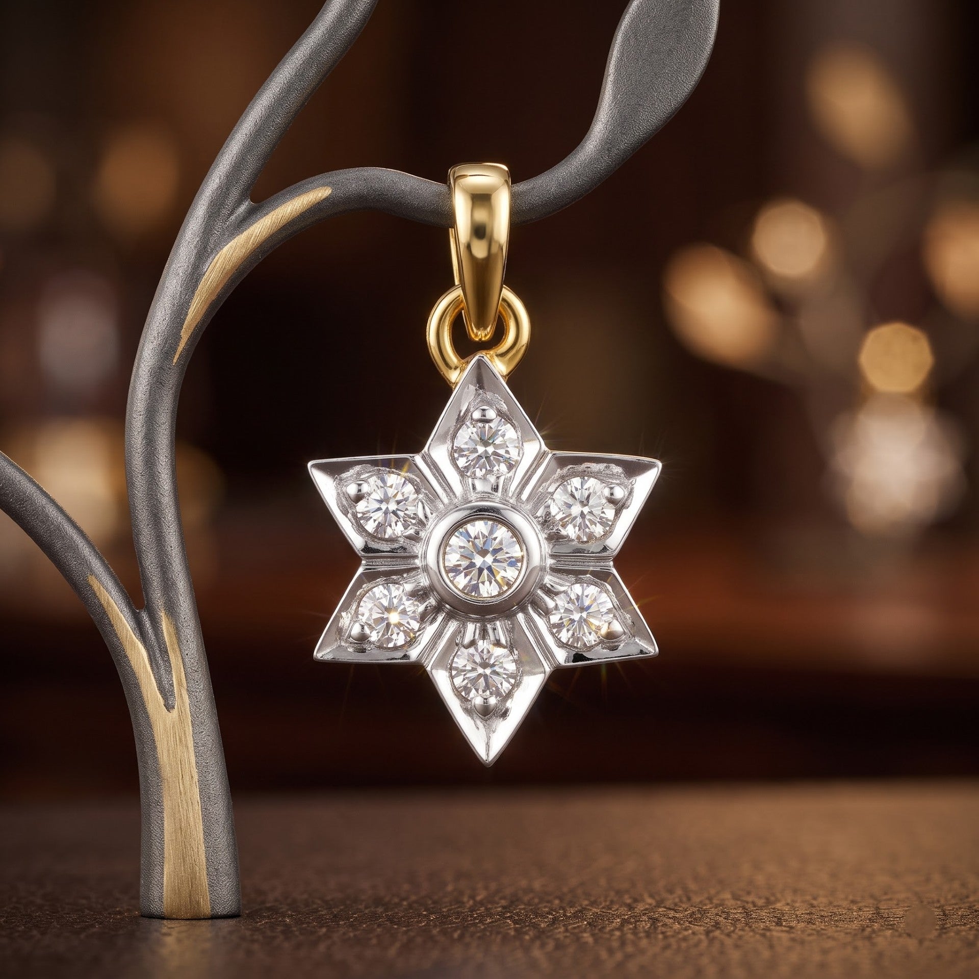 Sunlit Flora Star Lab Grown Diamond Pendant