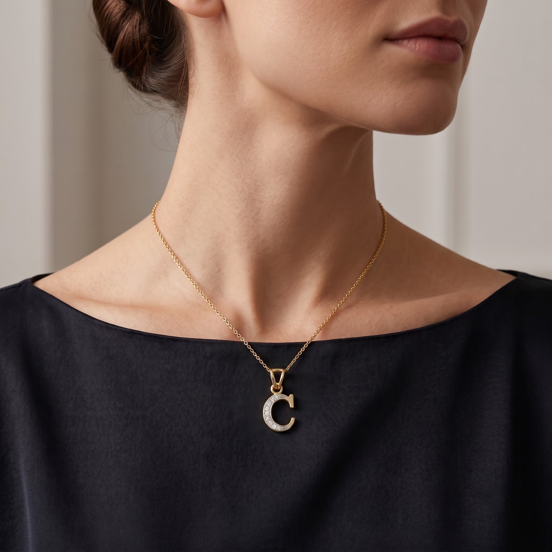 C-Initial Lab Grown Diamond Pendant