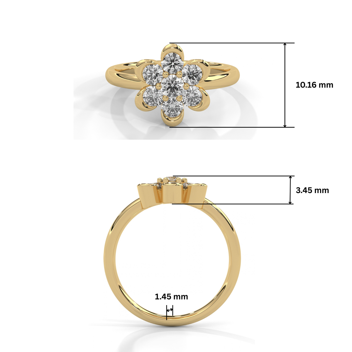 Radiant Floral Lab Grown Diamond Ring