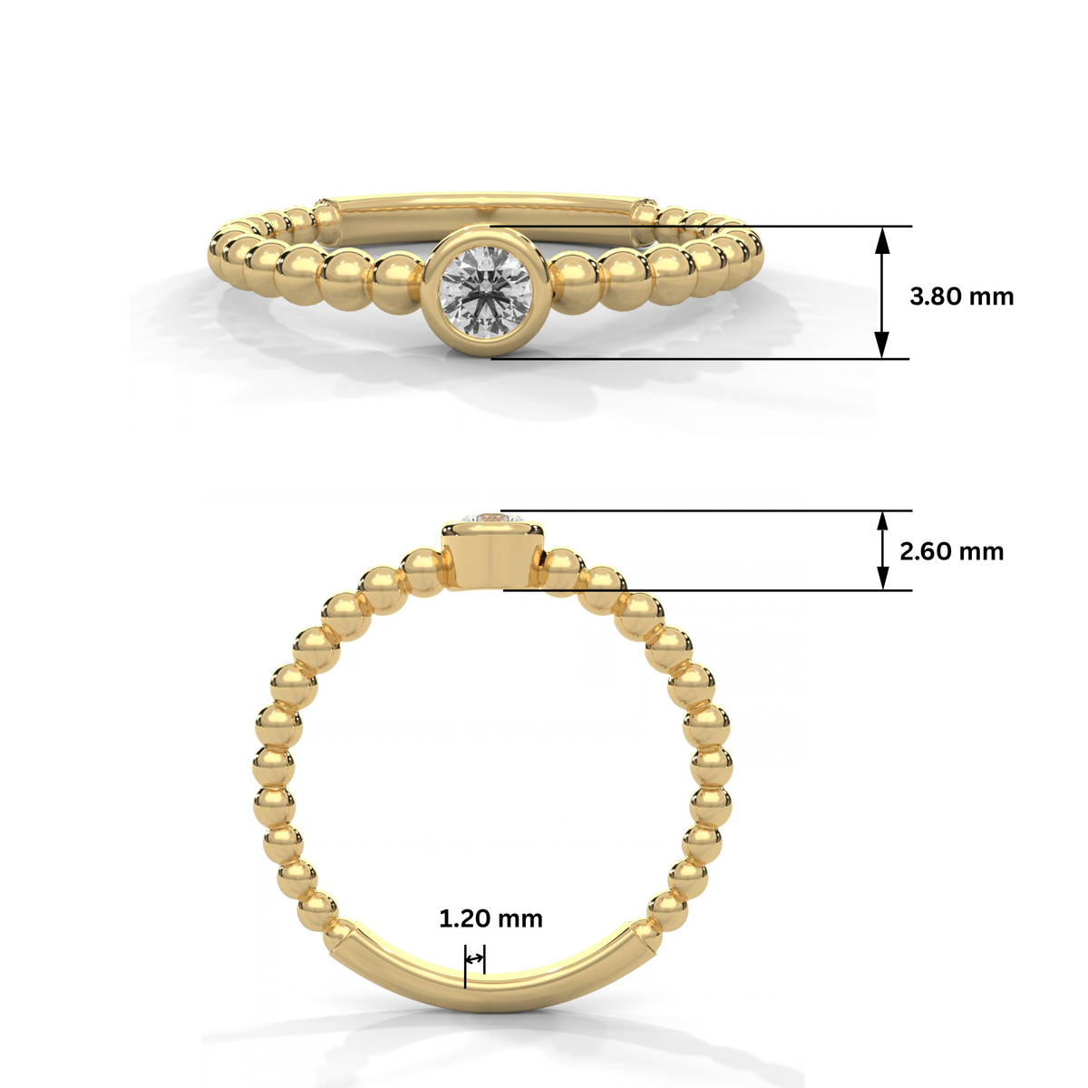 Beaded Lab Grown Diamond Ring