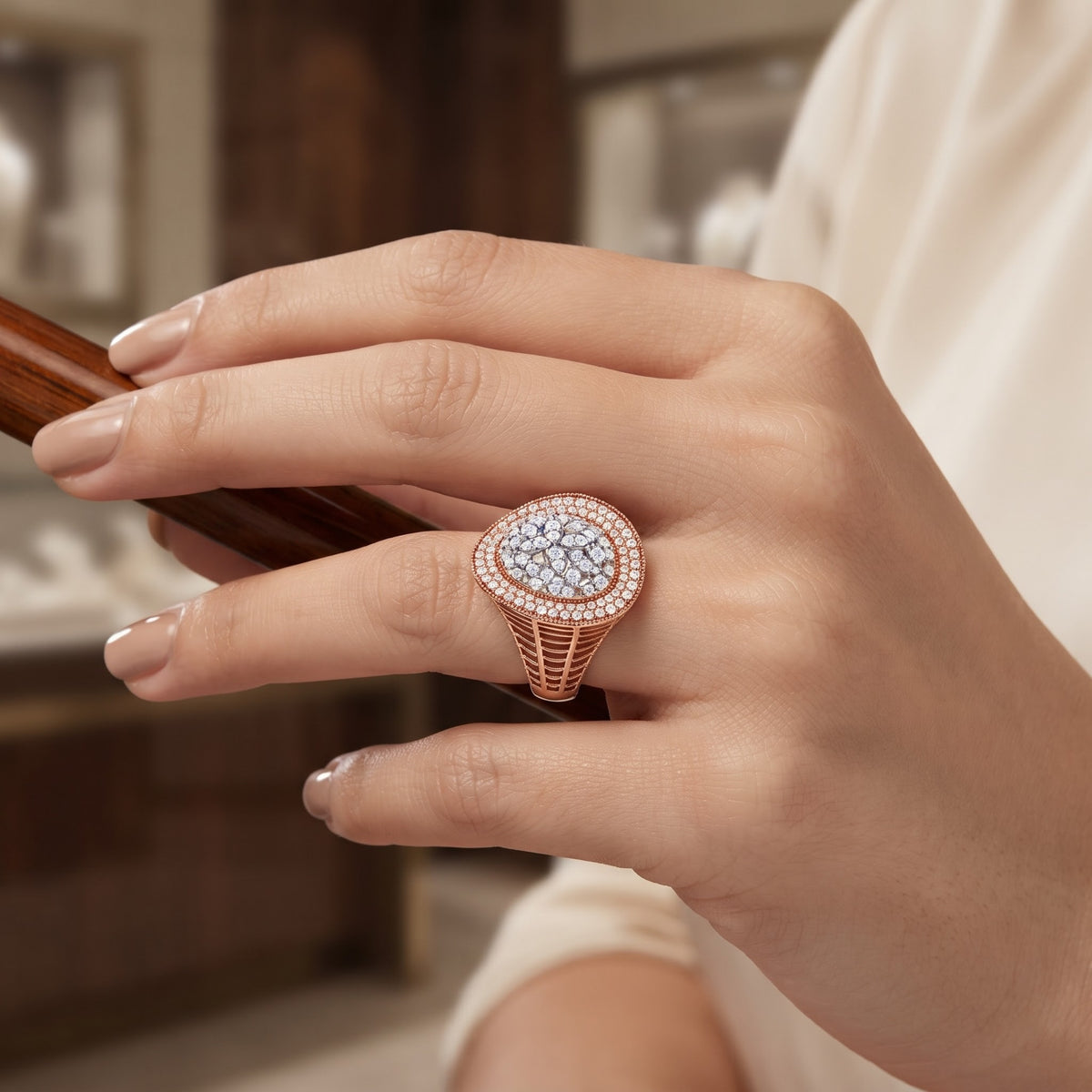 Futuristic Mesh Statement Ring