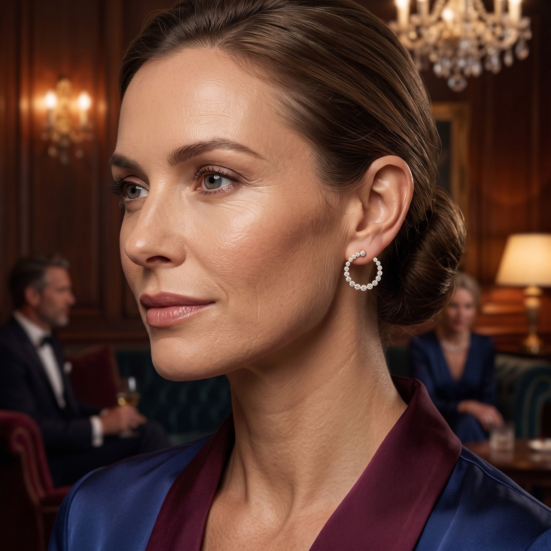 Woman in a formal setting with blurred background