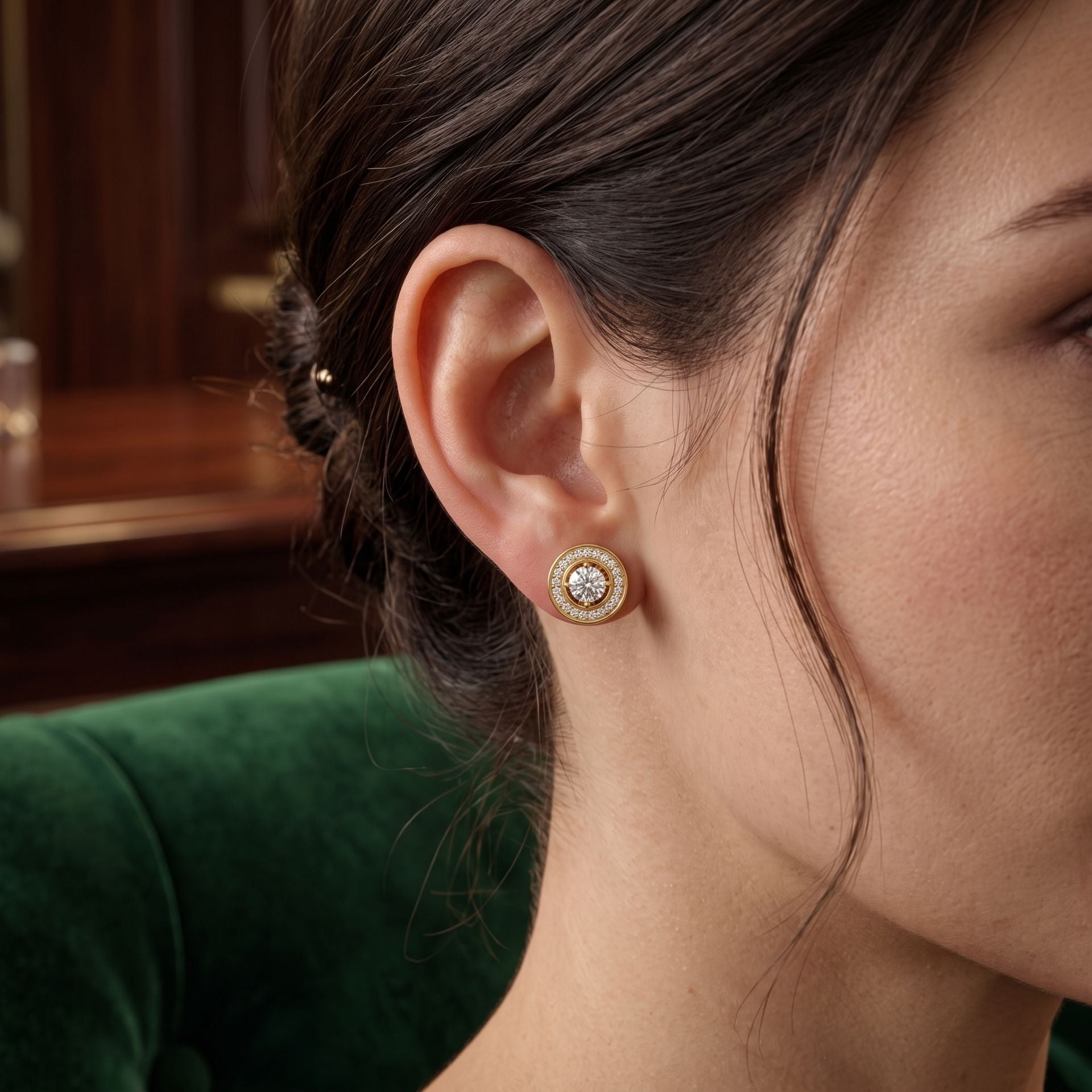 Eternal Radiance Halo Lab Grown Diamond Stud Earrings