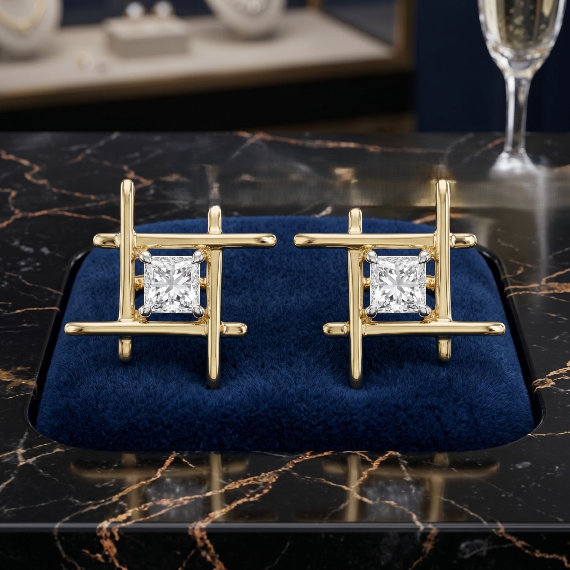 Gridline Radiance Lab Grown Diamond Earrings