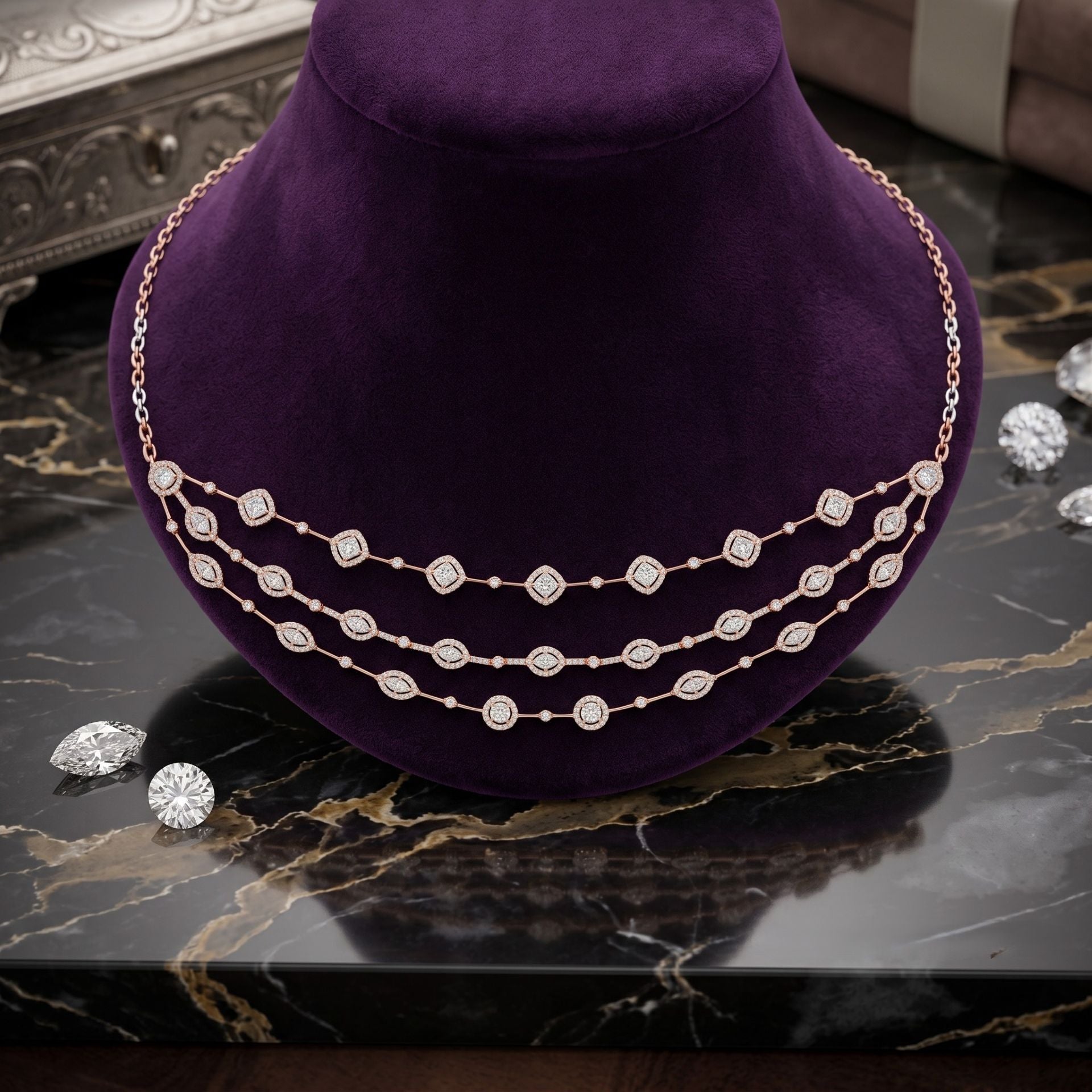 Elara Triple Elegance Lab Grown Diamond Necklace