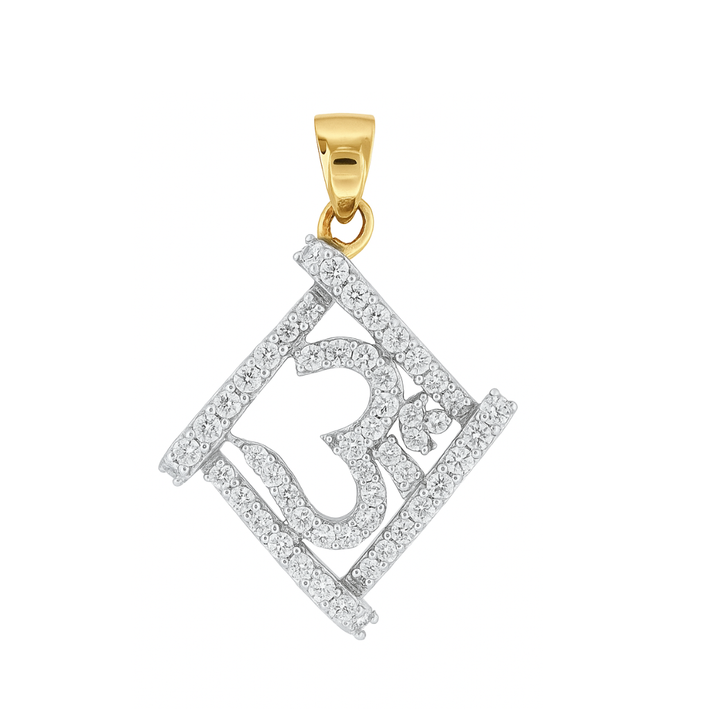 Shimmering Grid Om Lab Grown Diamond Pendant