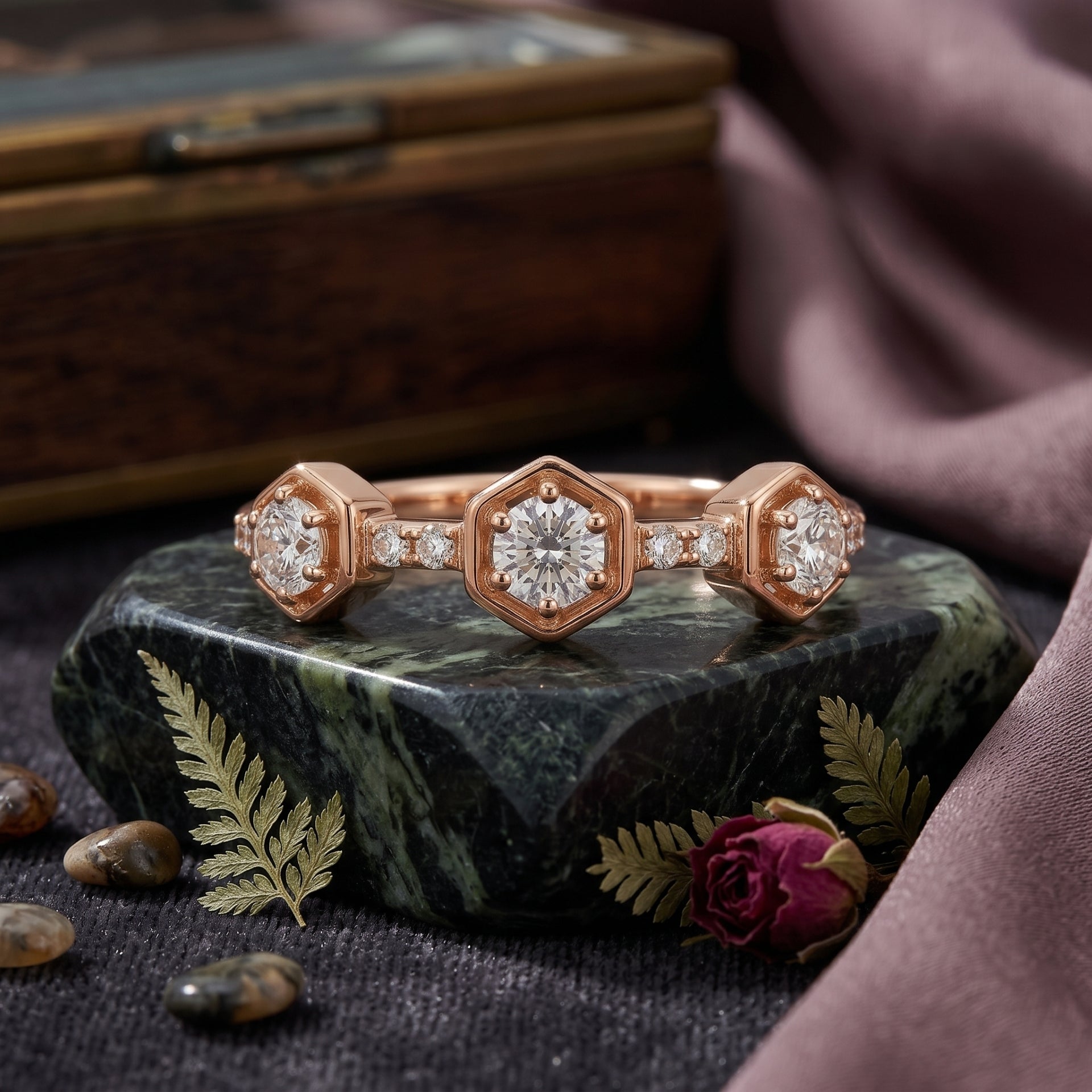 Hexagon Trio Lab Grown Diamond Ring