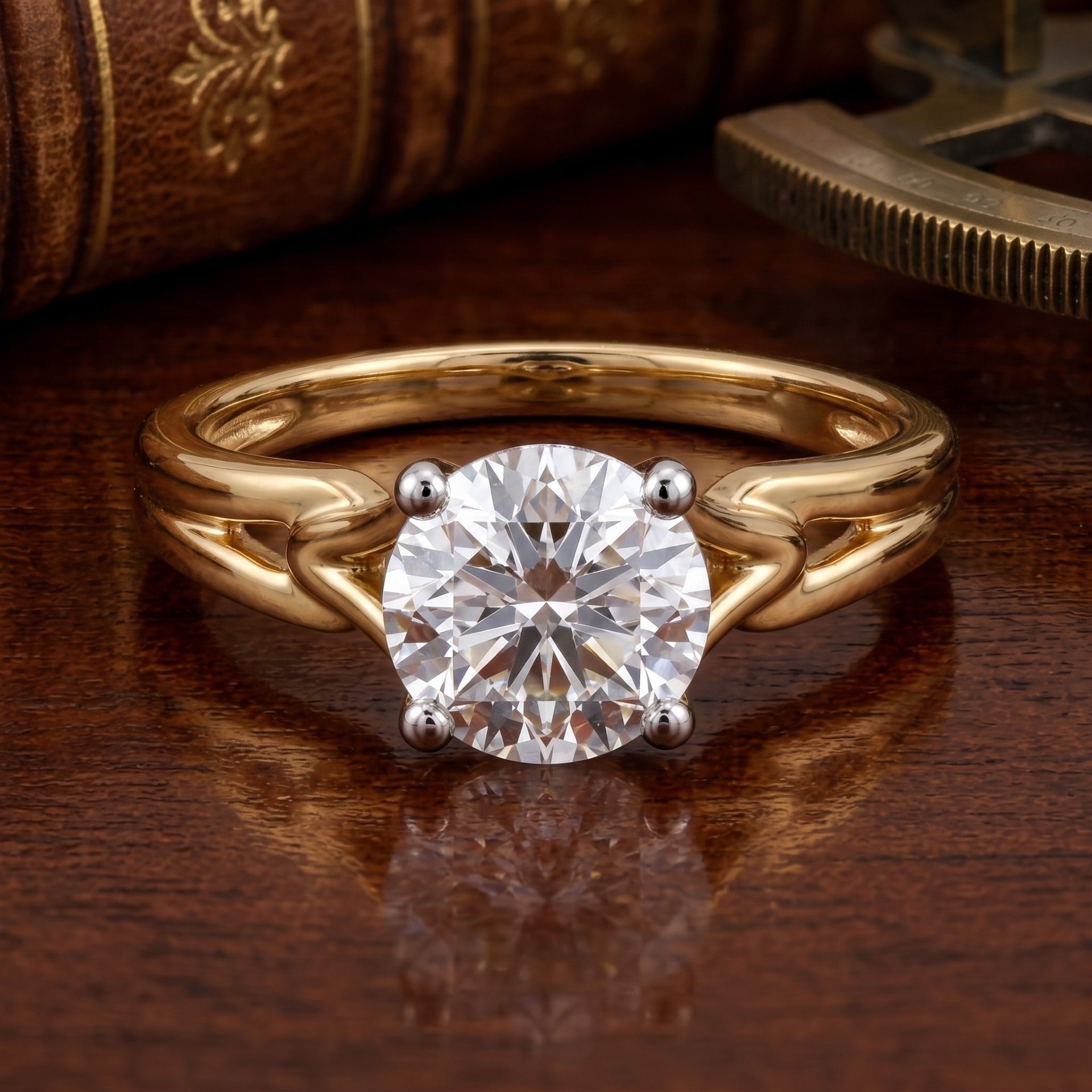 Slashed Halo Lab Grown Diamond Ring