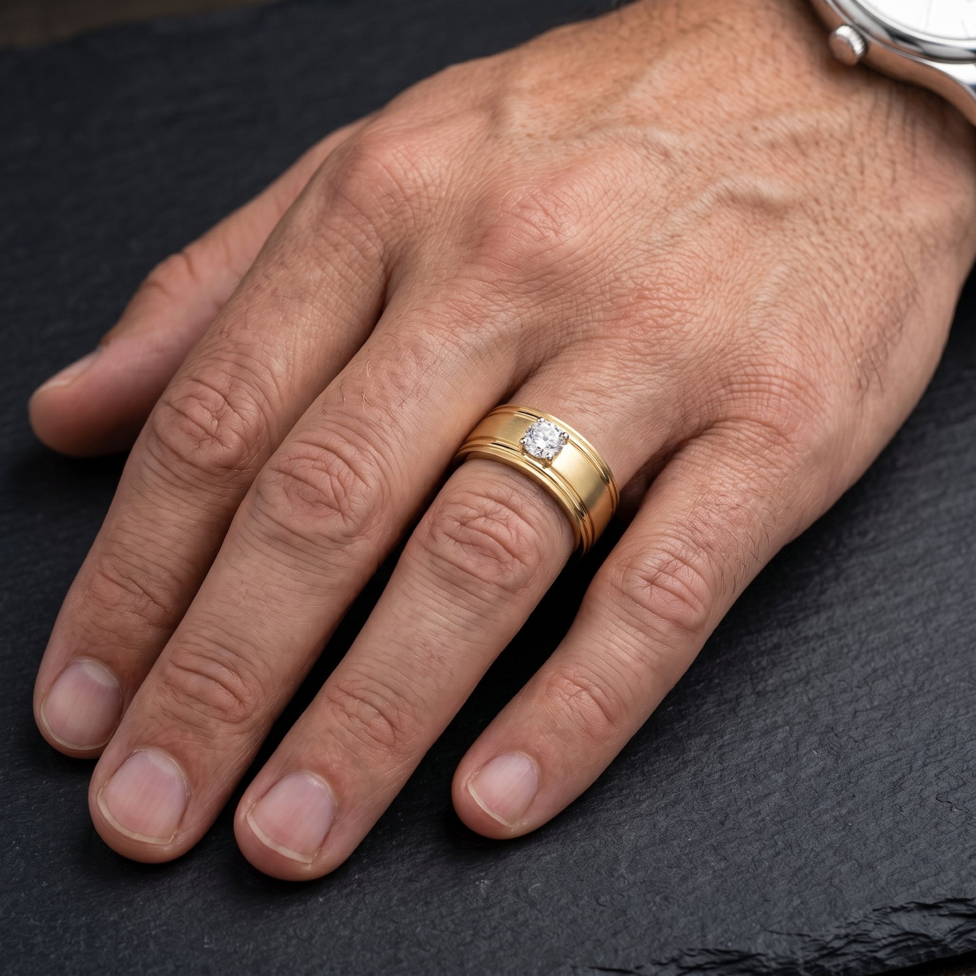 Men’s North Star Signet Lab Grown Diamond Ring