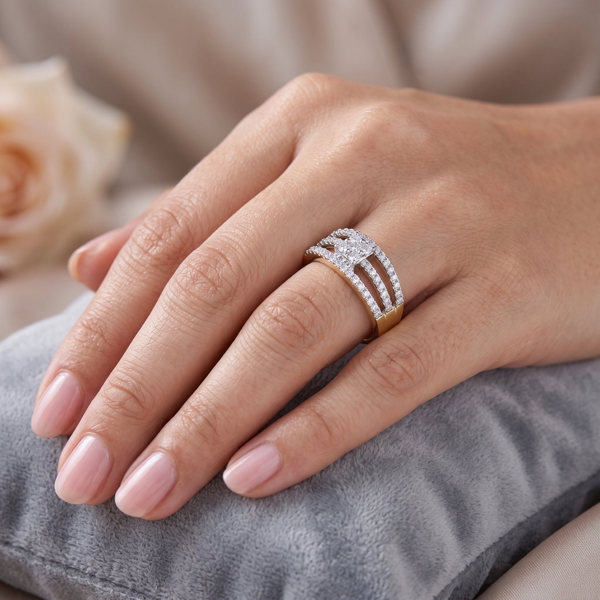 Triptych Square Lab Grown Diamond Ring