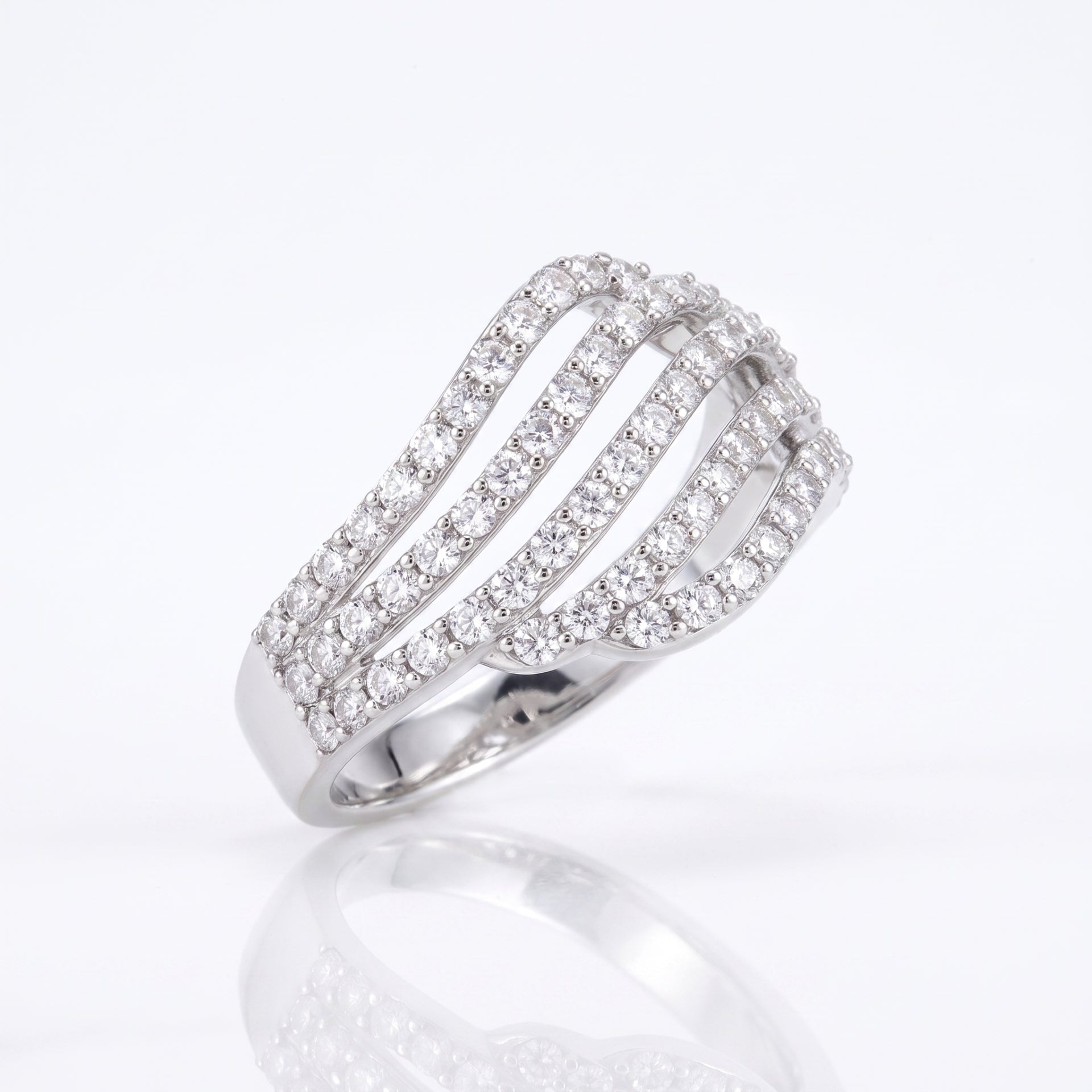 Radiant Stream Multi-Row Lab Grown Diamond Ring