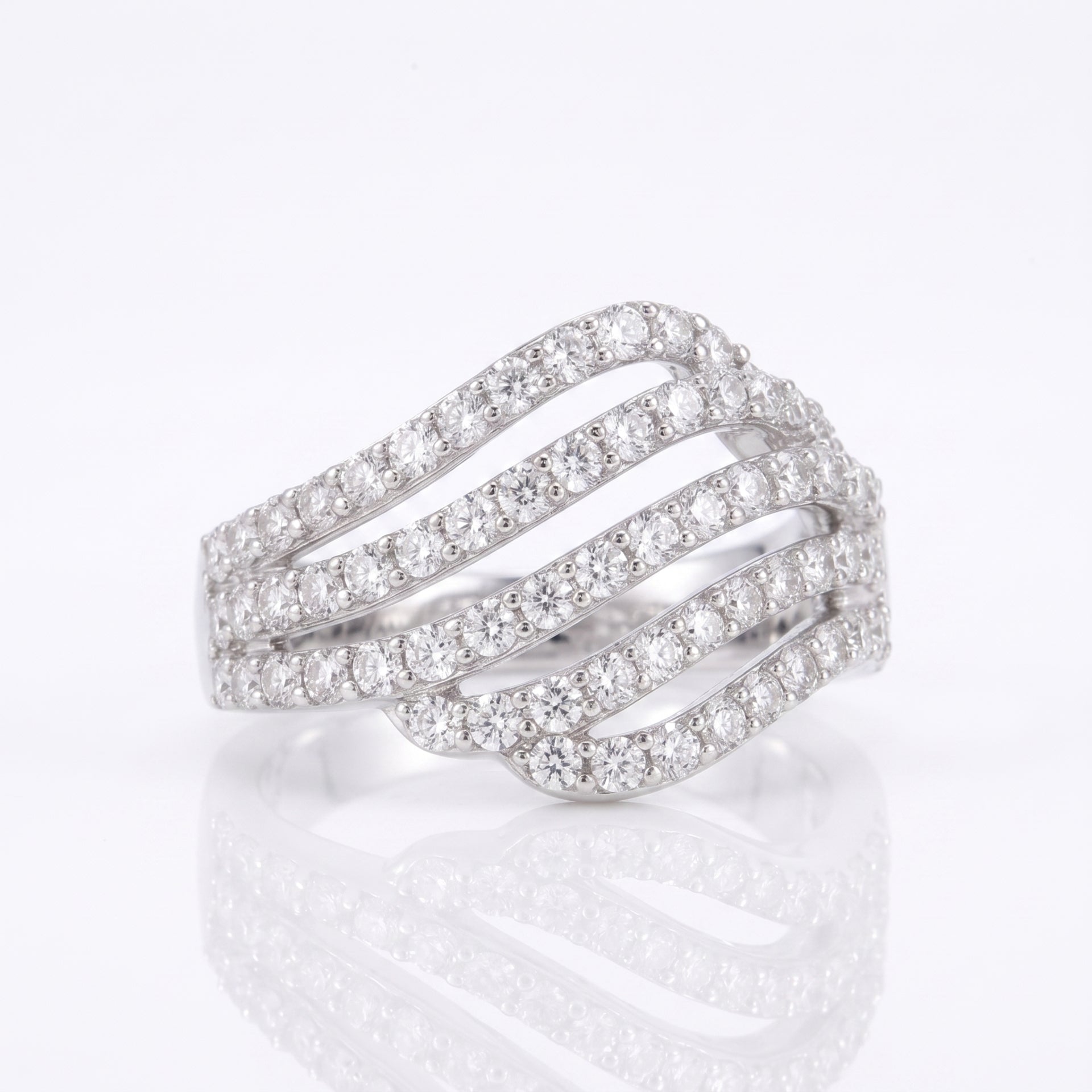 Radiant Stream Multi-Row Lab Grown Diamond Ring