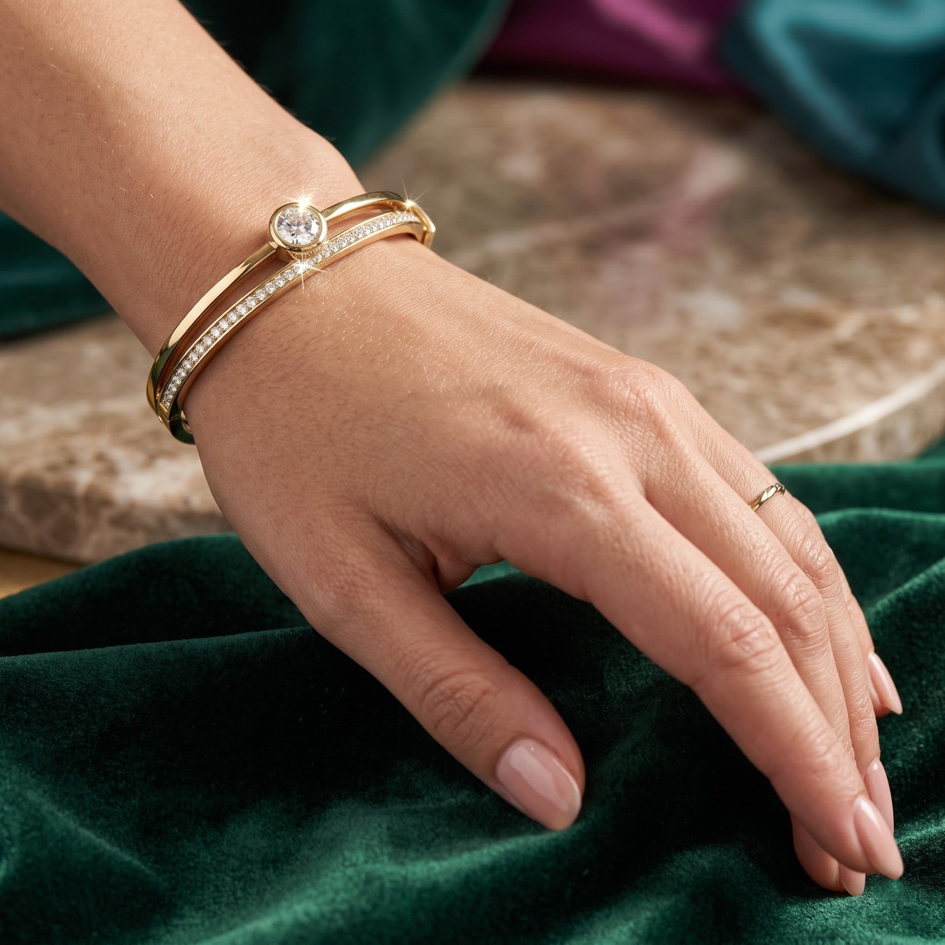 Luna Duo Solitaire Lab Grown Diamond Bangle