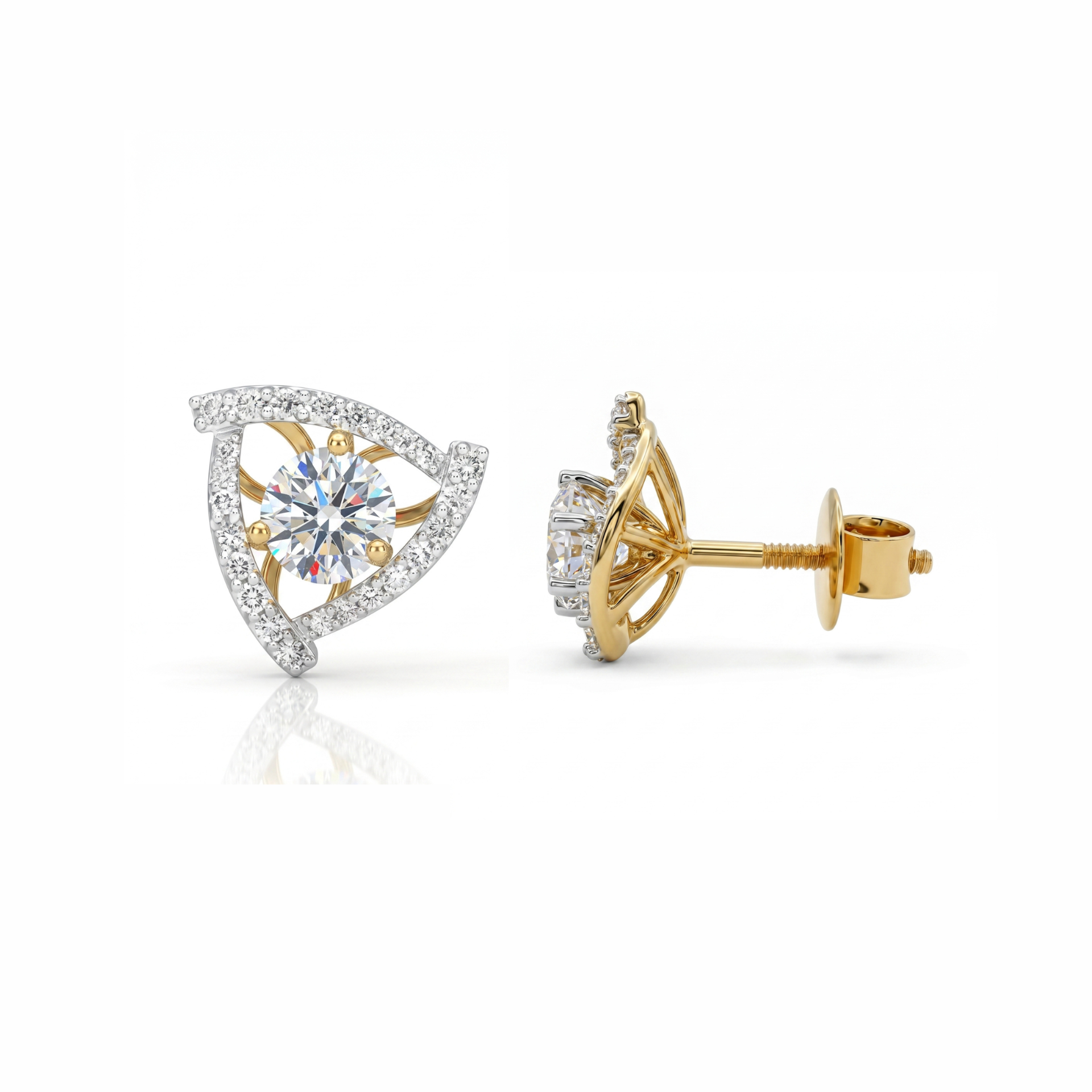 Aurora Triad Solitaire Lab Grown Diamond Earrings