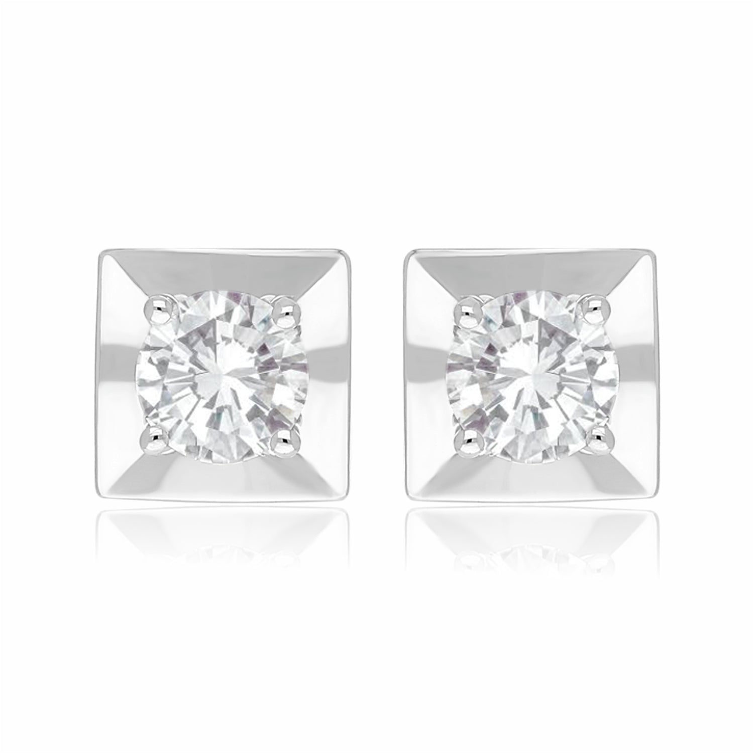 Royal Frame Solitaire Lab Grown Diamond Earrings