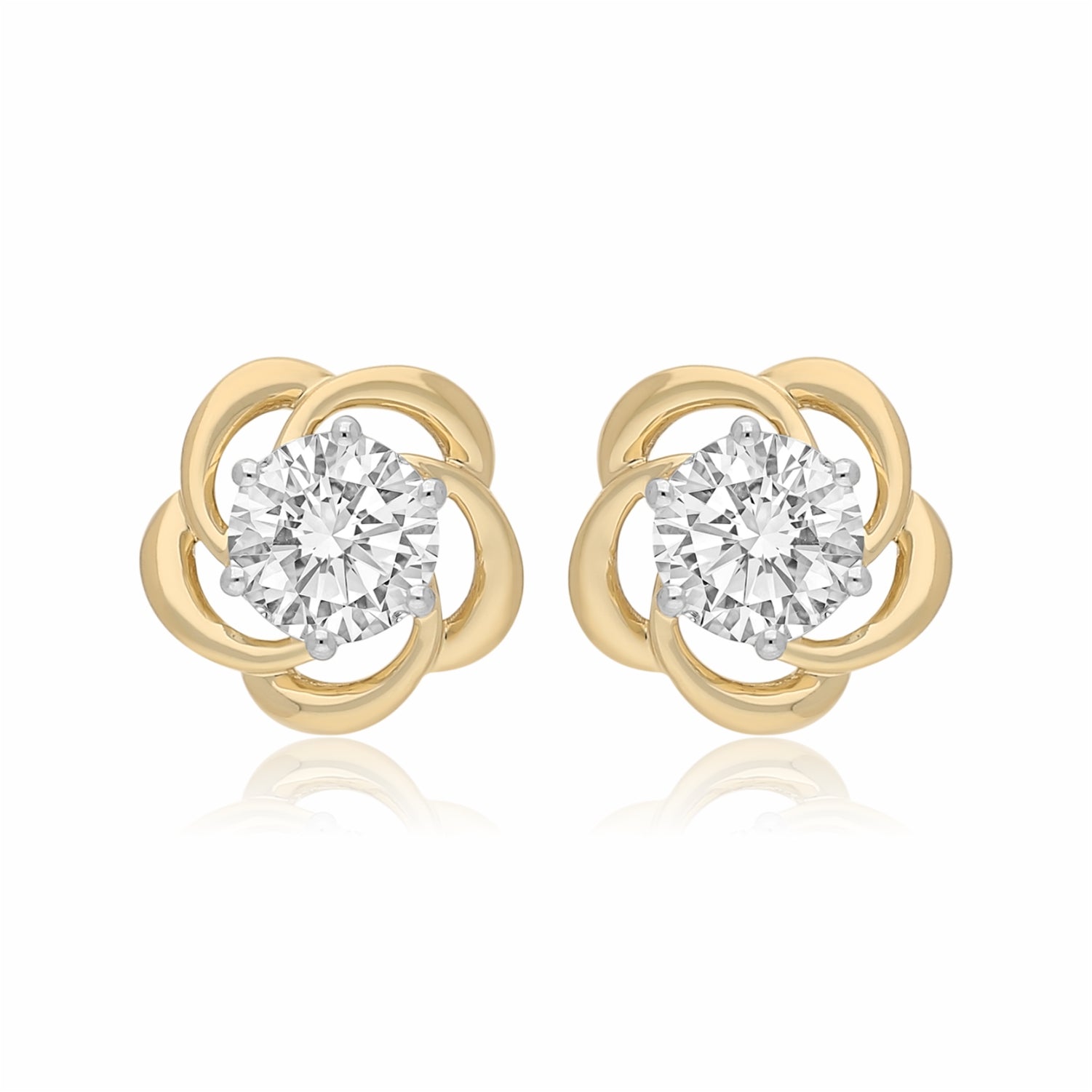 Golden Vortex Solitaire Lab Grown Diamond Earrings