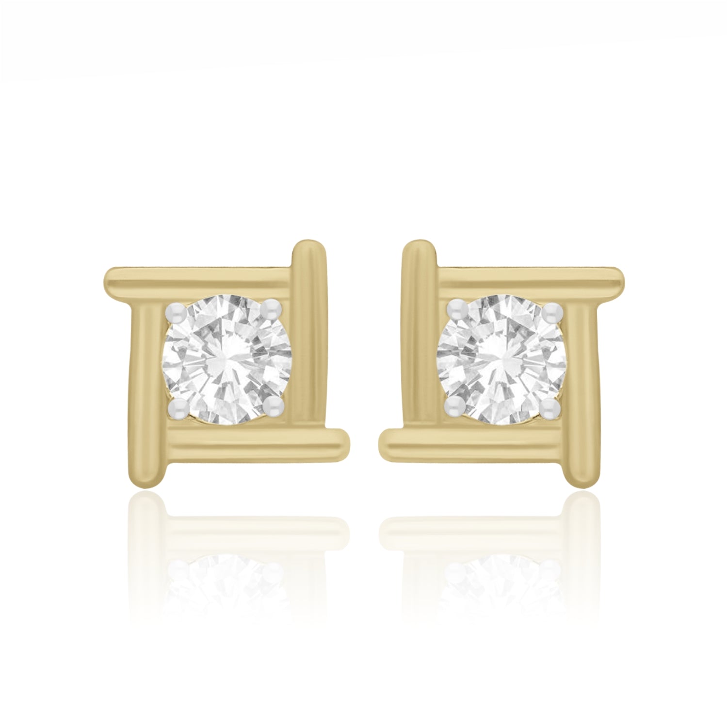 Rectilinear Spark Solitaire Lab Grown Diamond Earrings