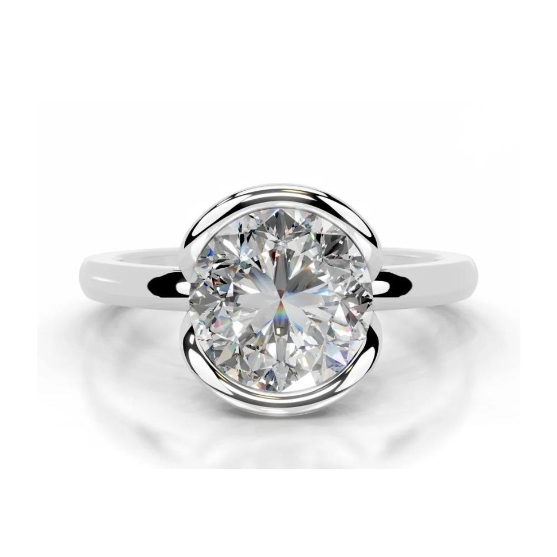 Sleek Halo Solitaire Lab Grown Diamond Ring